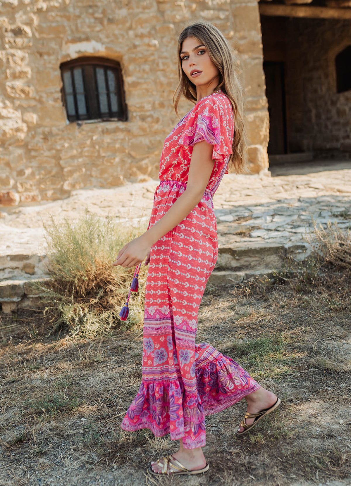 Long Jumpsuit Curacao Red : Red