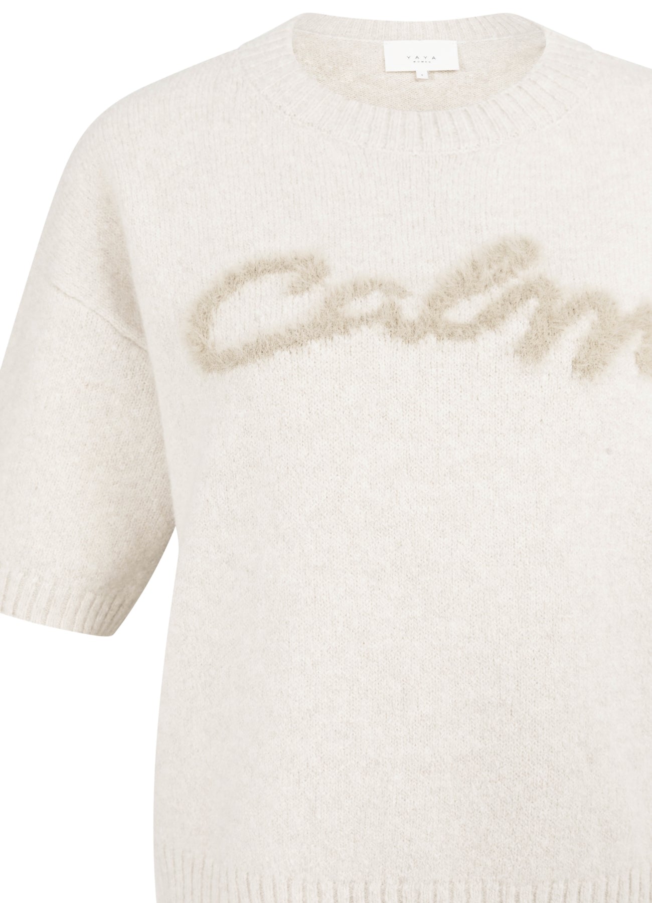 Short Sleeve Sweater With Artwork : Heather Grey Melange 990402