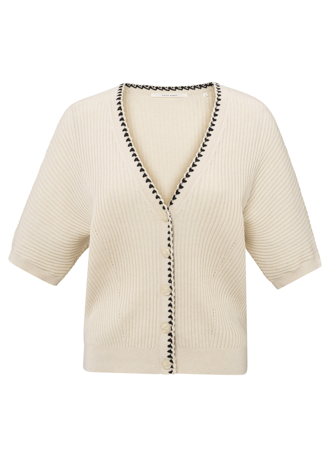 Rib Cardigan With Fun Detail At Placket : Summer Sand 20908