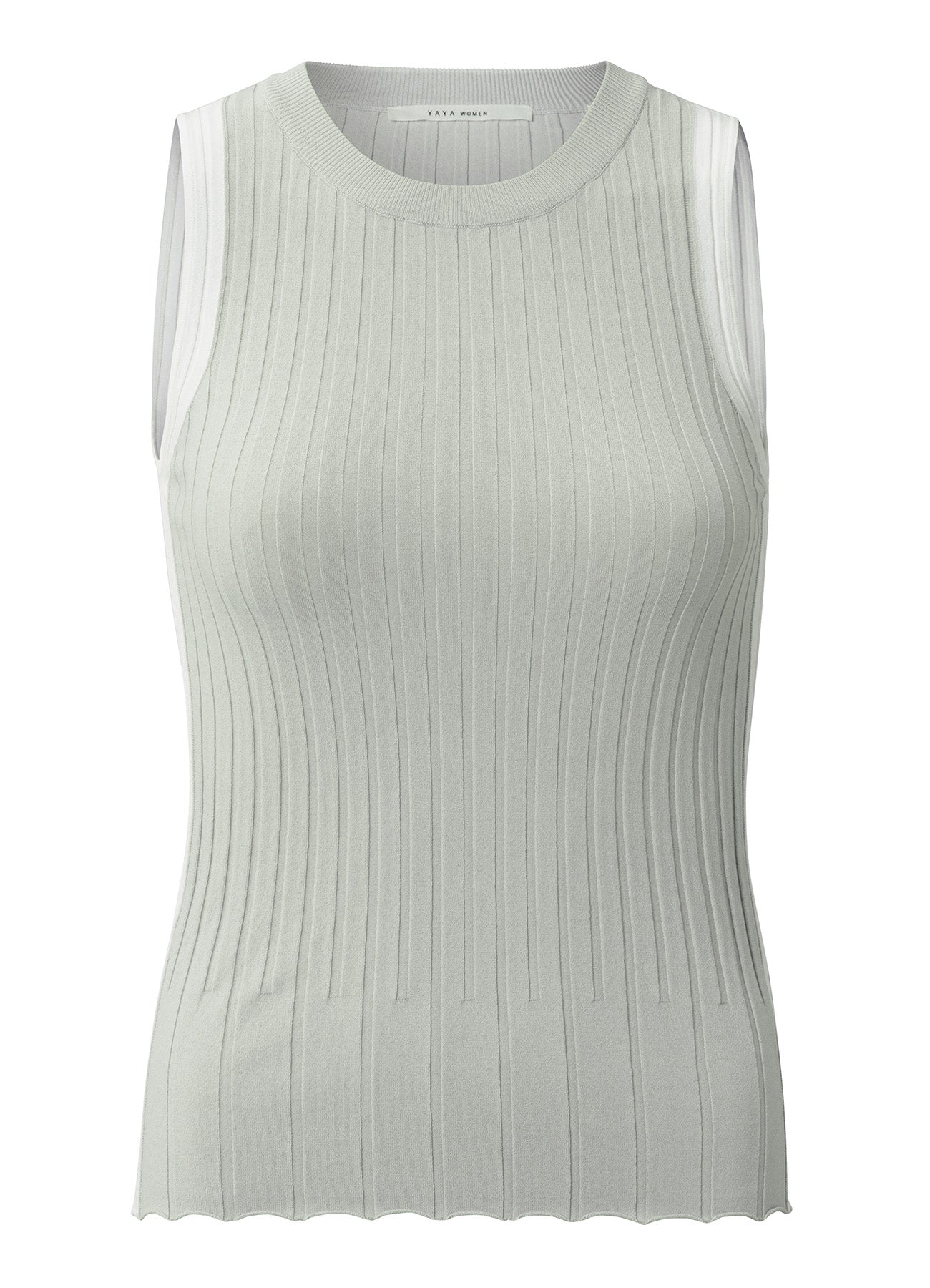 Rib Knitted Tanktop With Contrast Detail : Grey Melange 99981