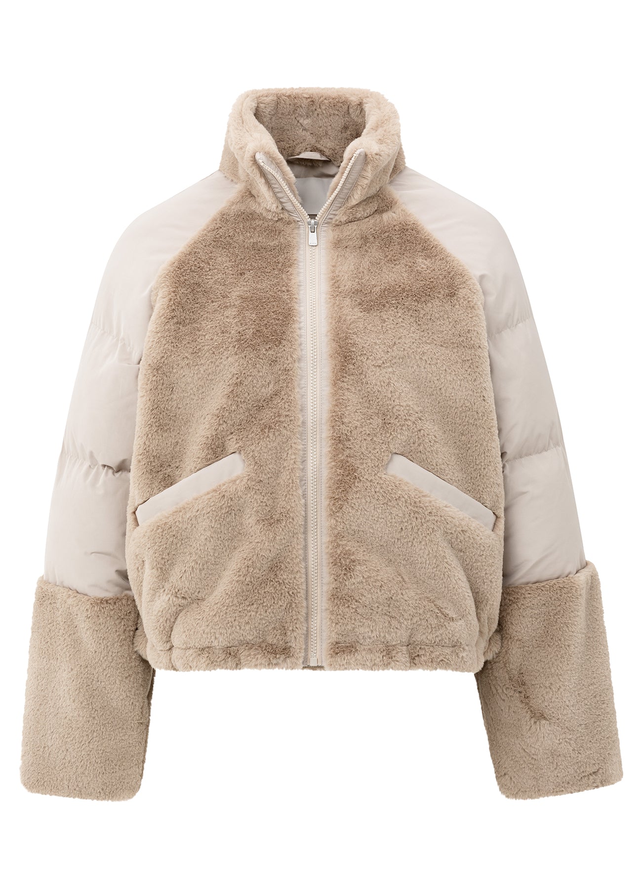 Faux Fur Jacket With Padded Ny : Sand Beige 99006