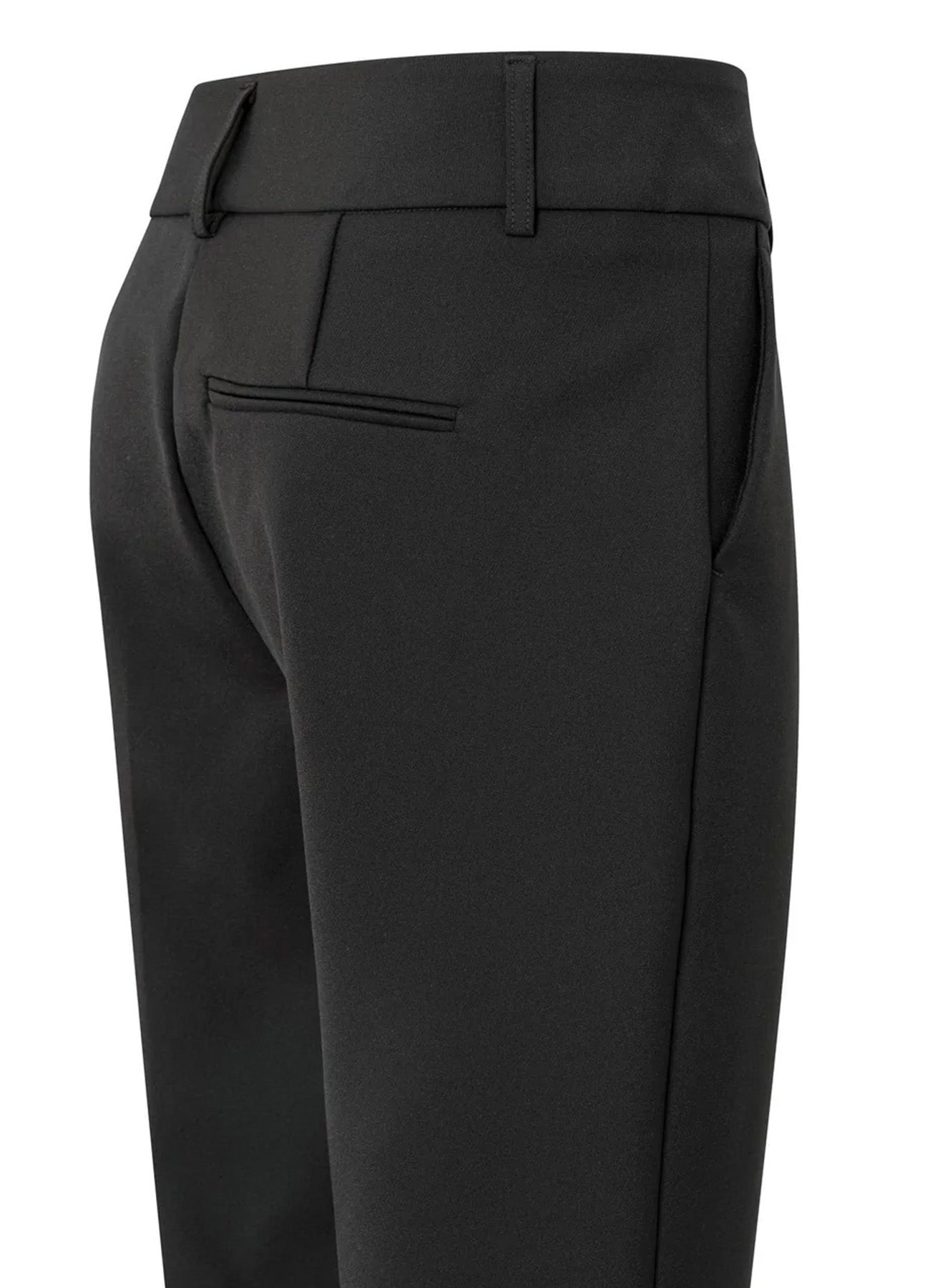 Jersey Scuba Straight Fit Trousers With Fancy Waistband : Black 00000