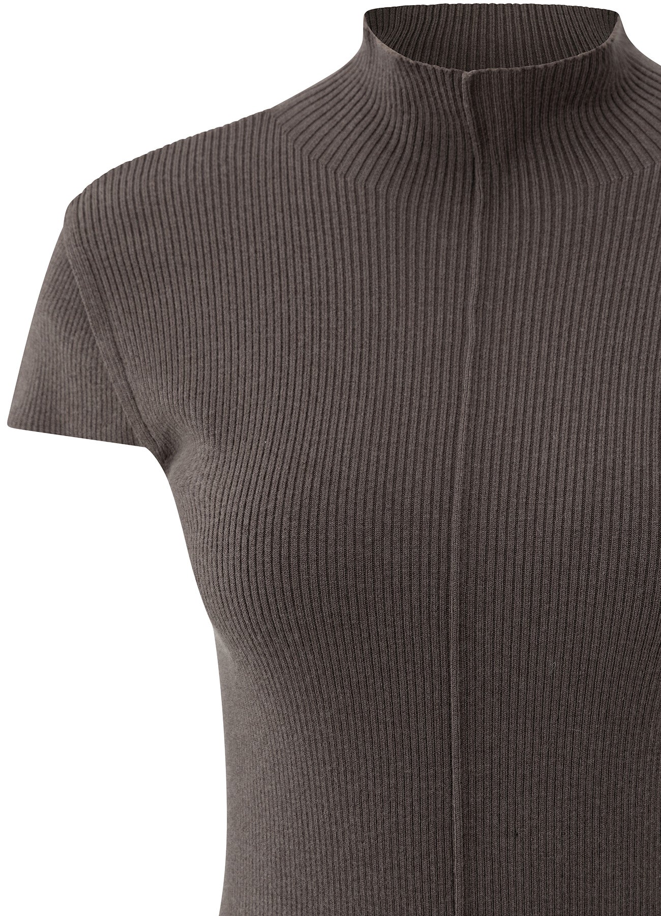 Rib Fitted Sweater With Seam At Front : Dark Taupe Grey 990312