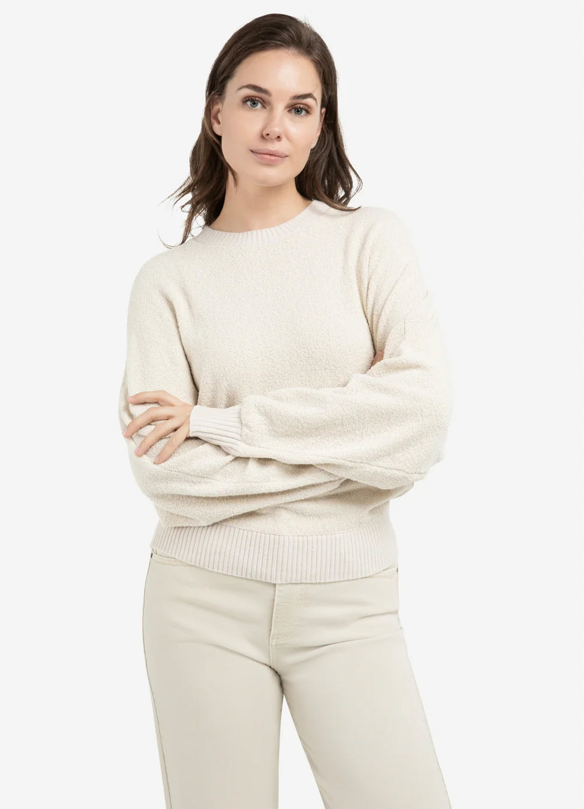 Batwing Sweater With Contrast : Kit Beige 99044
