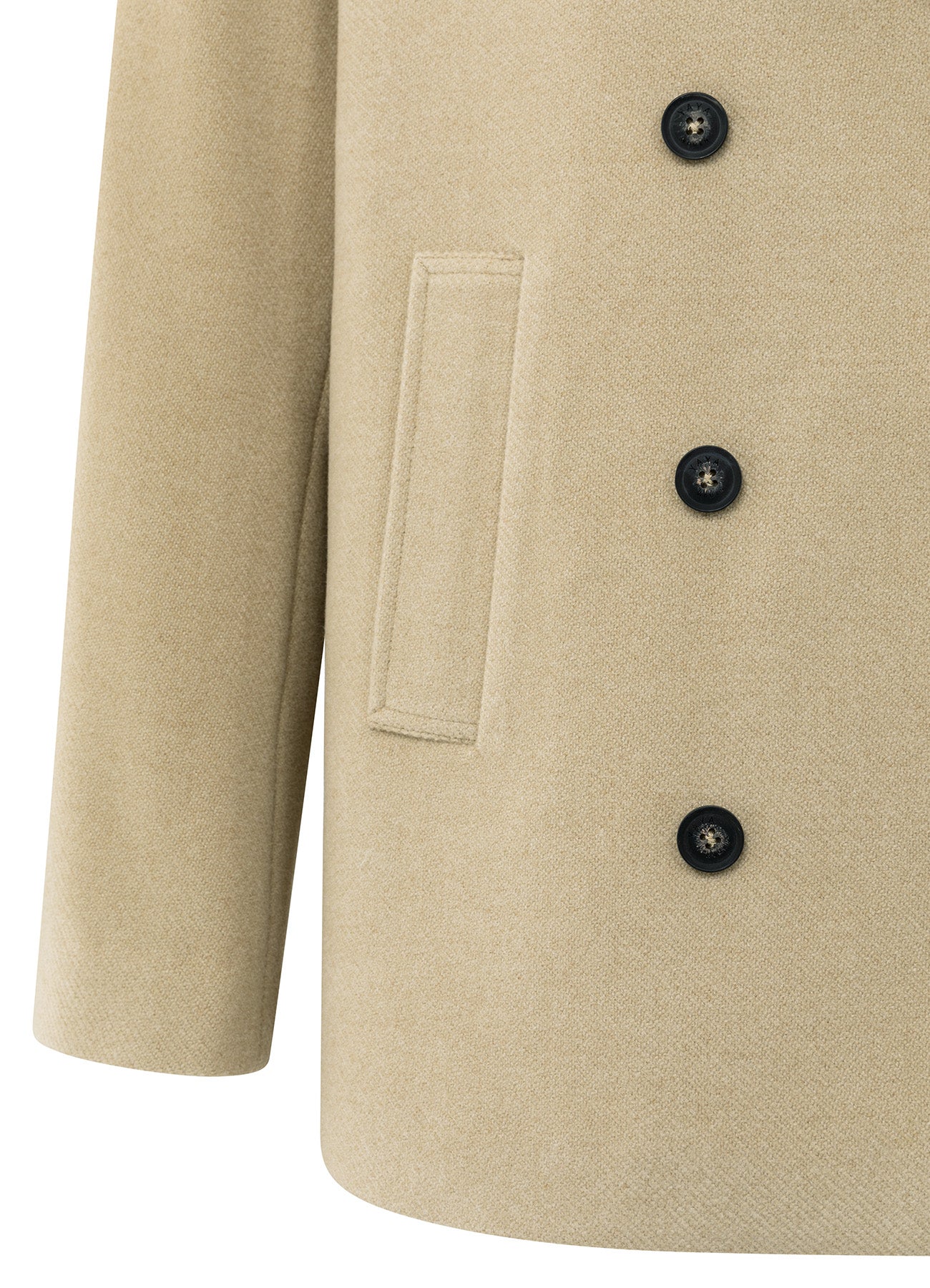 Soft Woven Short Coat With Dou : Greenish Sand Beige 99012