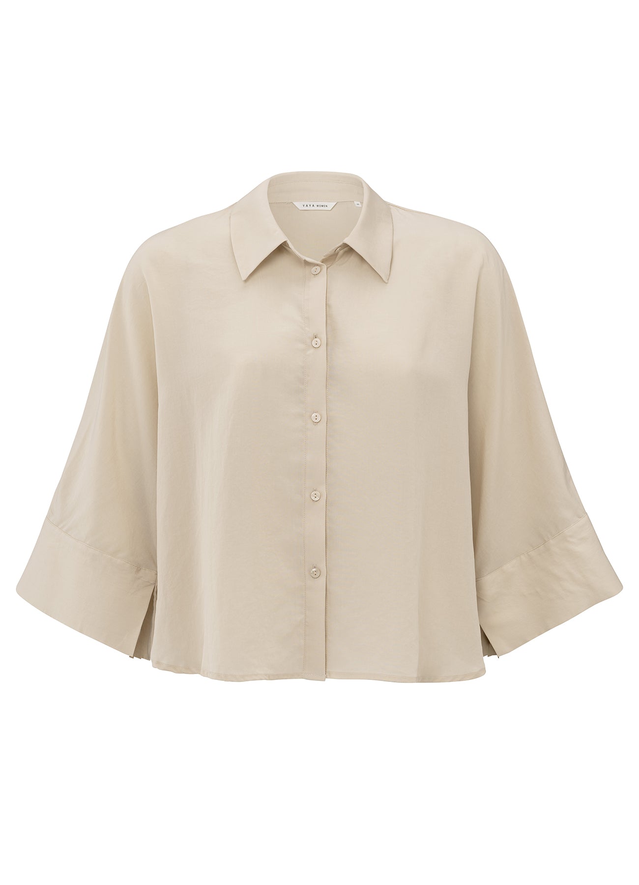 Cropped Loose Fit Blouse : Rainy Day Beige 35304