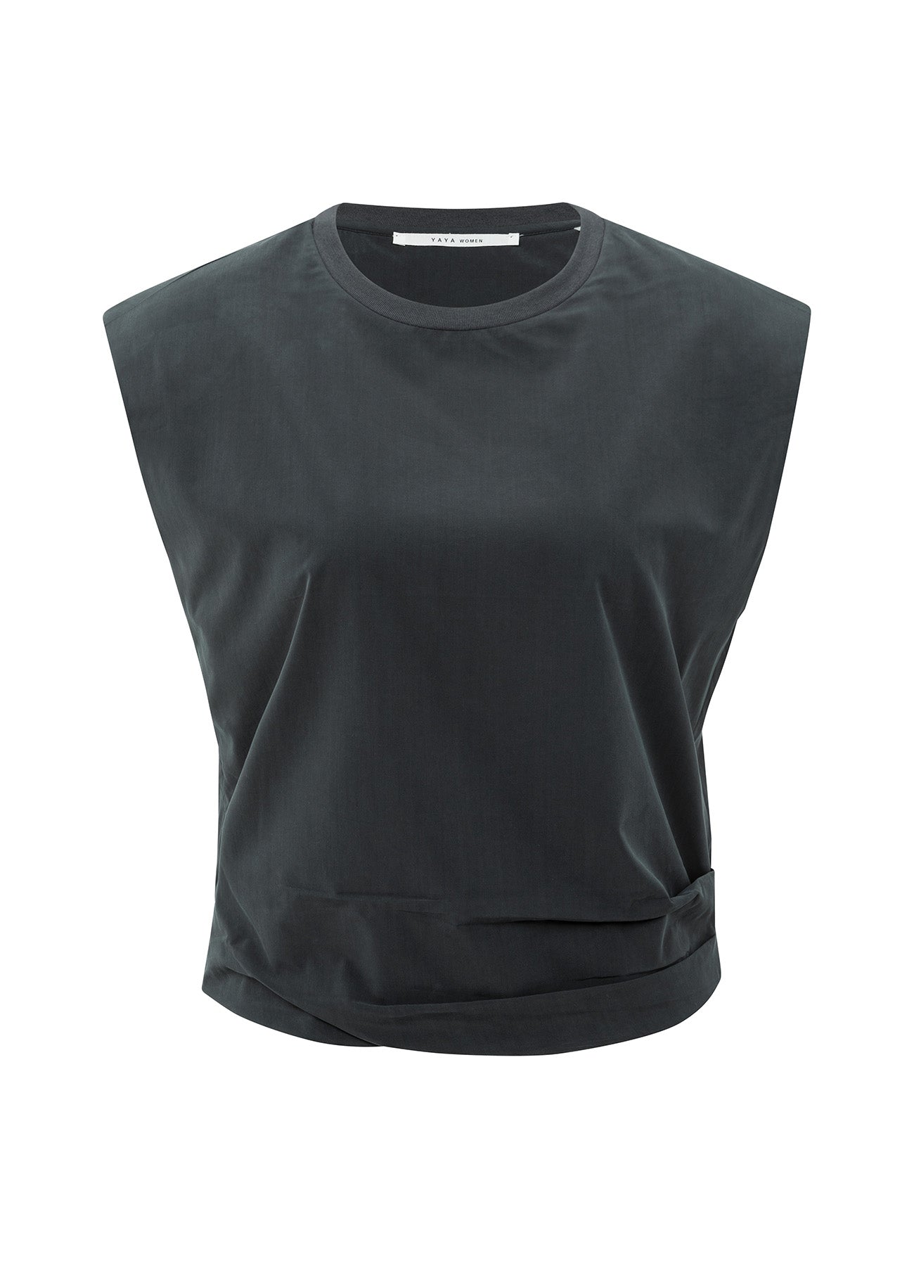 Top With Padded Shoulders And : Oyster Black 90205