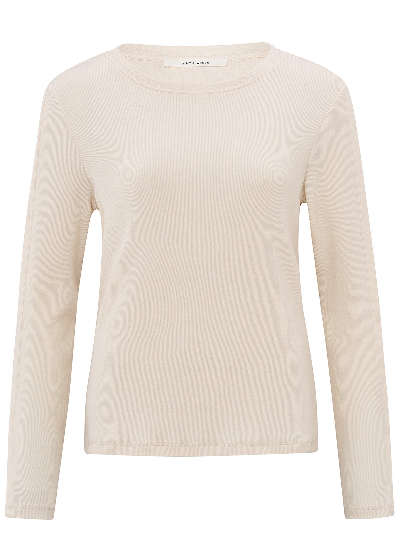 Long Sleeve Top With Buttons On Sleeves : Off White Knit 99990