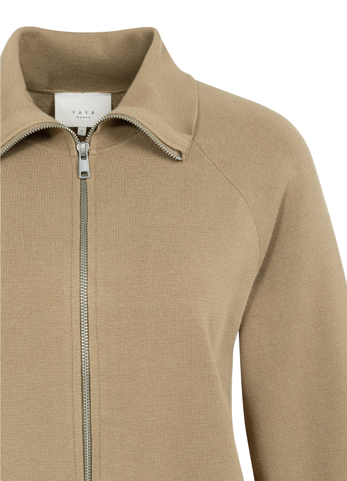 Long Sleeve Cardigan With Zipp : Khaki Green 99045