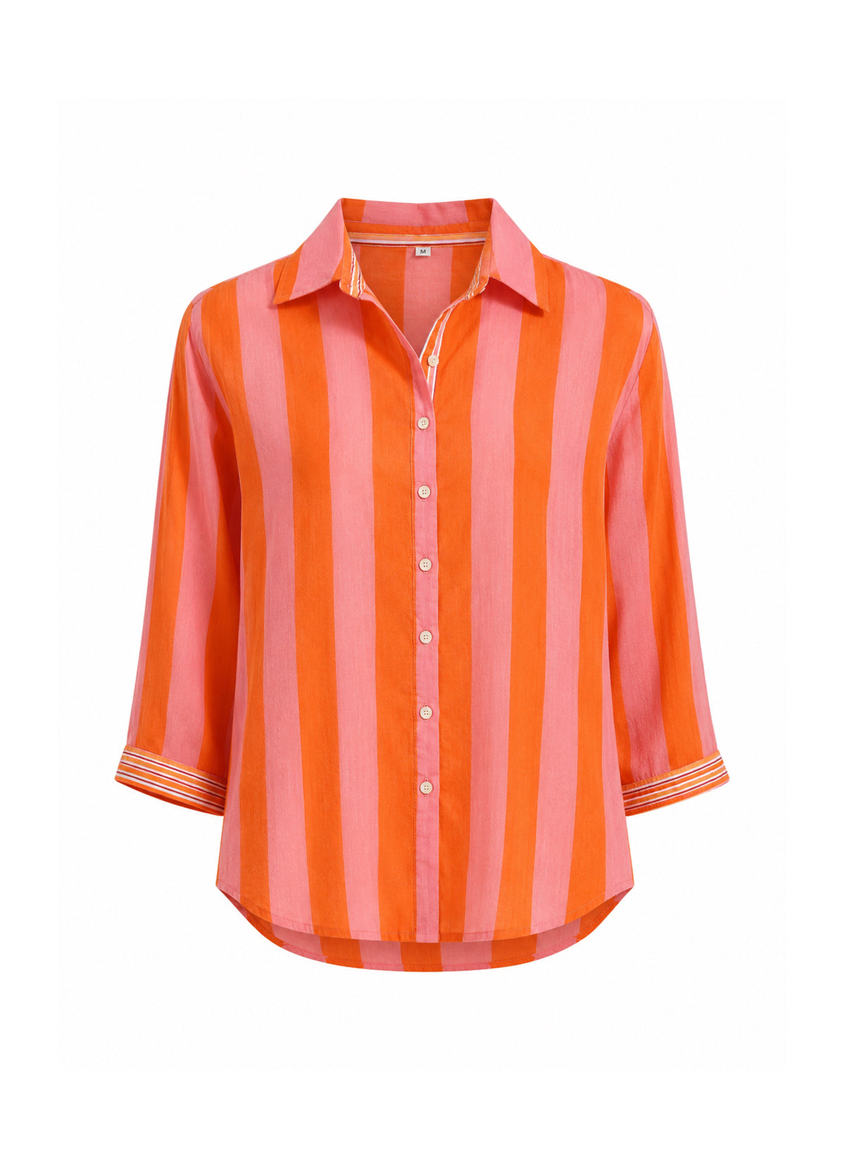 Chemise Coton Col V Block Print /Patch : 0902 Orange Clair