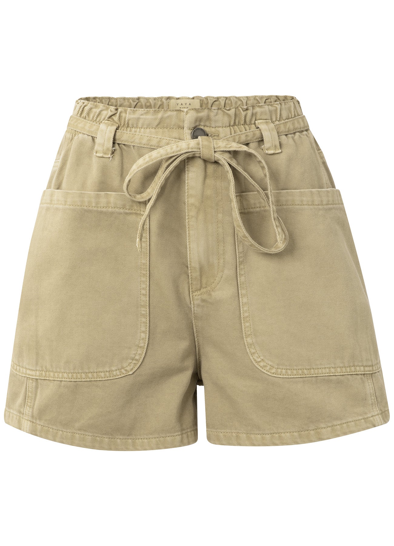 Garment Dye Woven High Waist Cargo Short : Summer Sand 20908