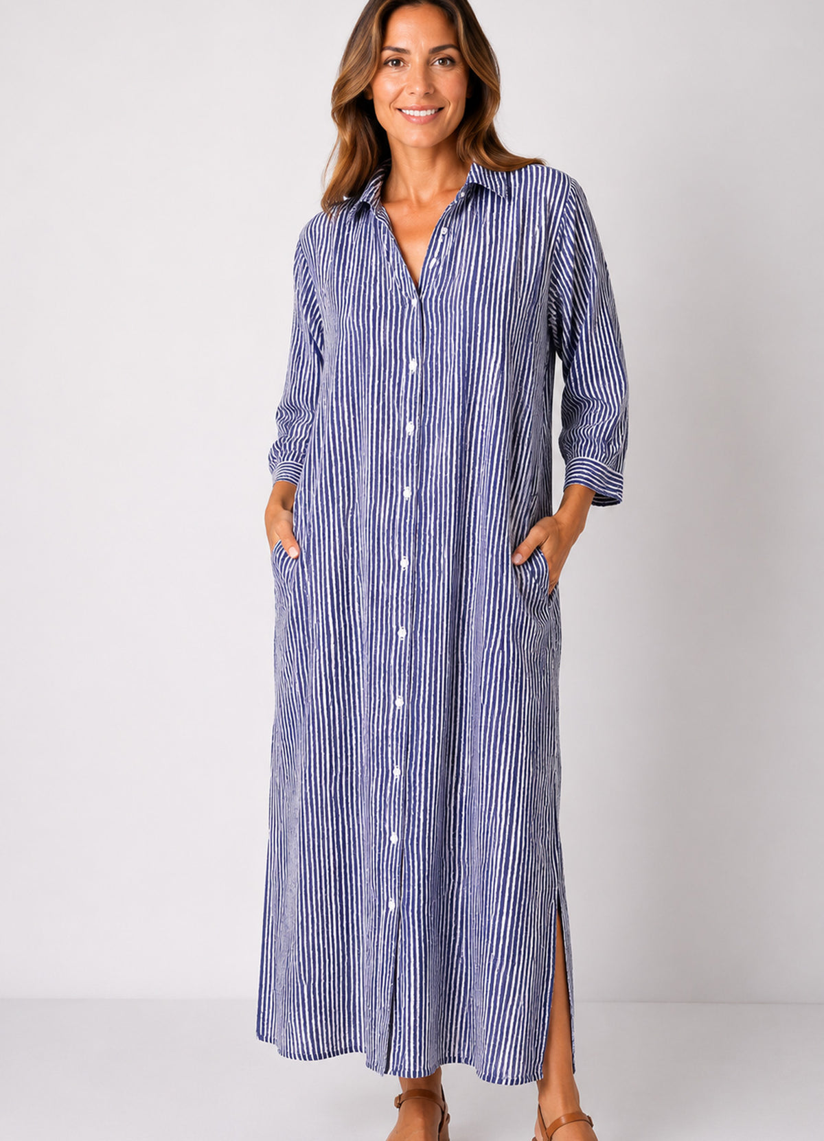 Robe Chemsier Mi Longue : 0550 Bleu Fonce