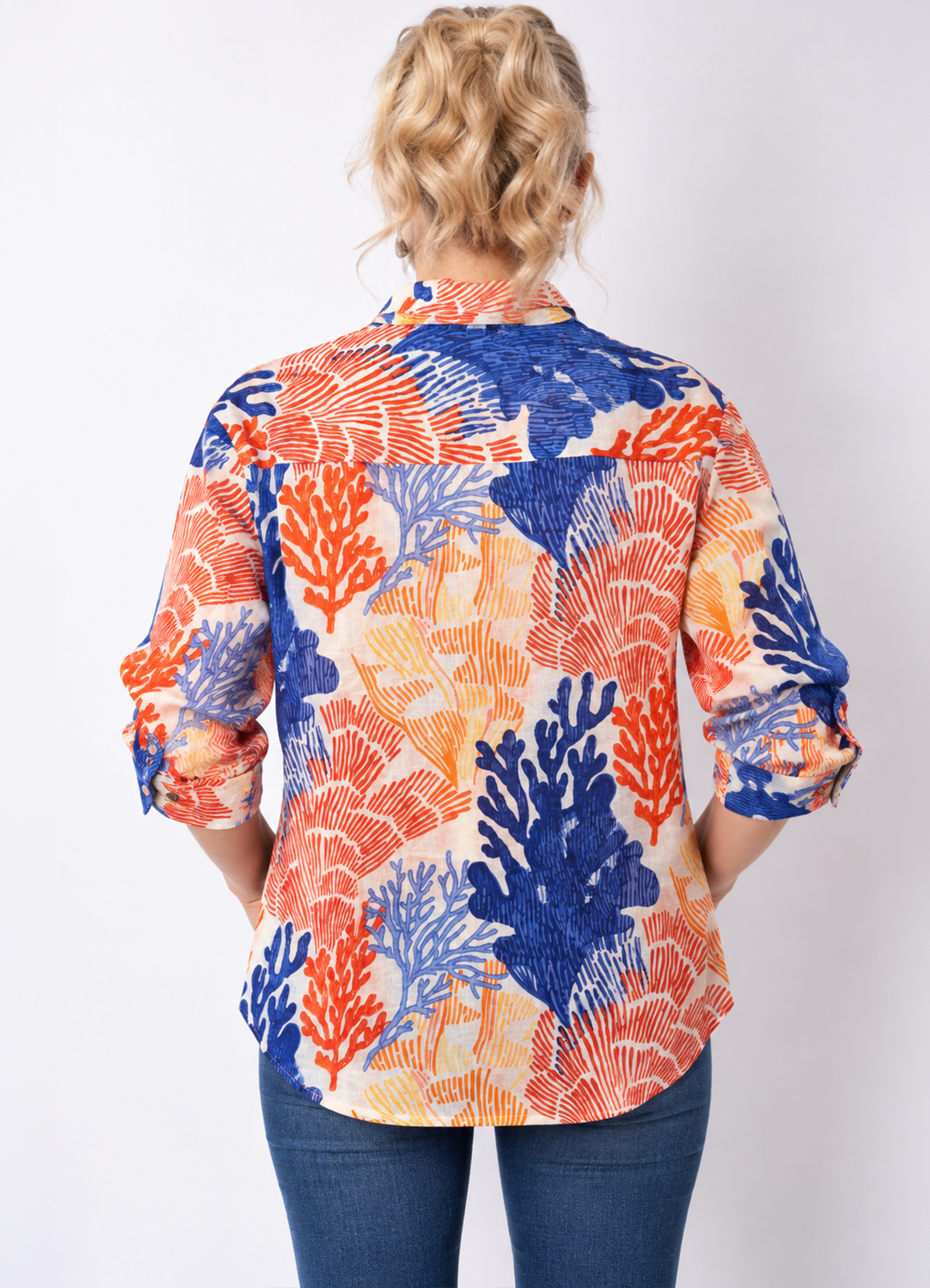 Chemise Coton Imprimee Col Boutonne : 0901 Orange