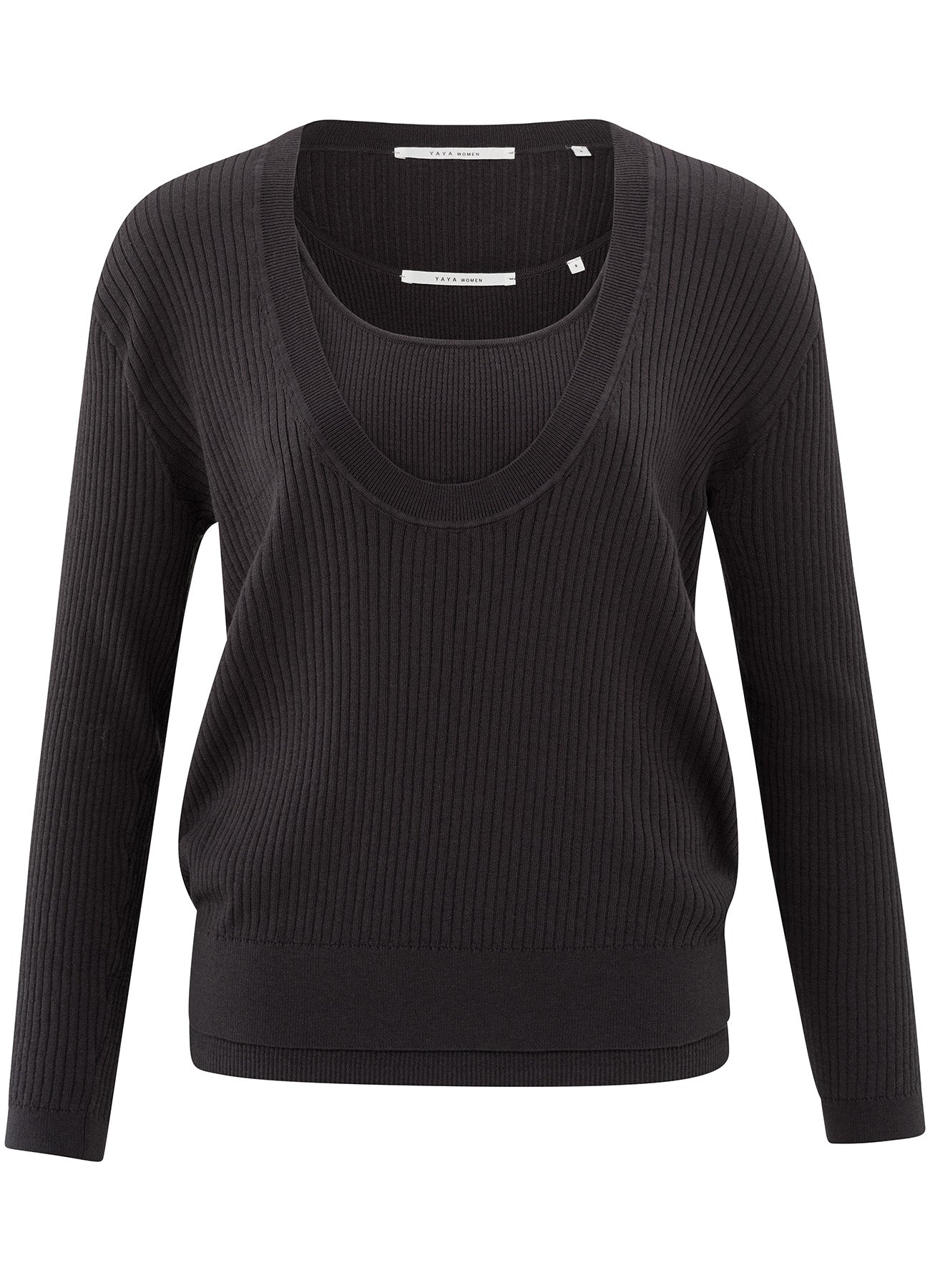 Round Rib Sweater With Tanktop : Phantom 94205