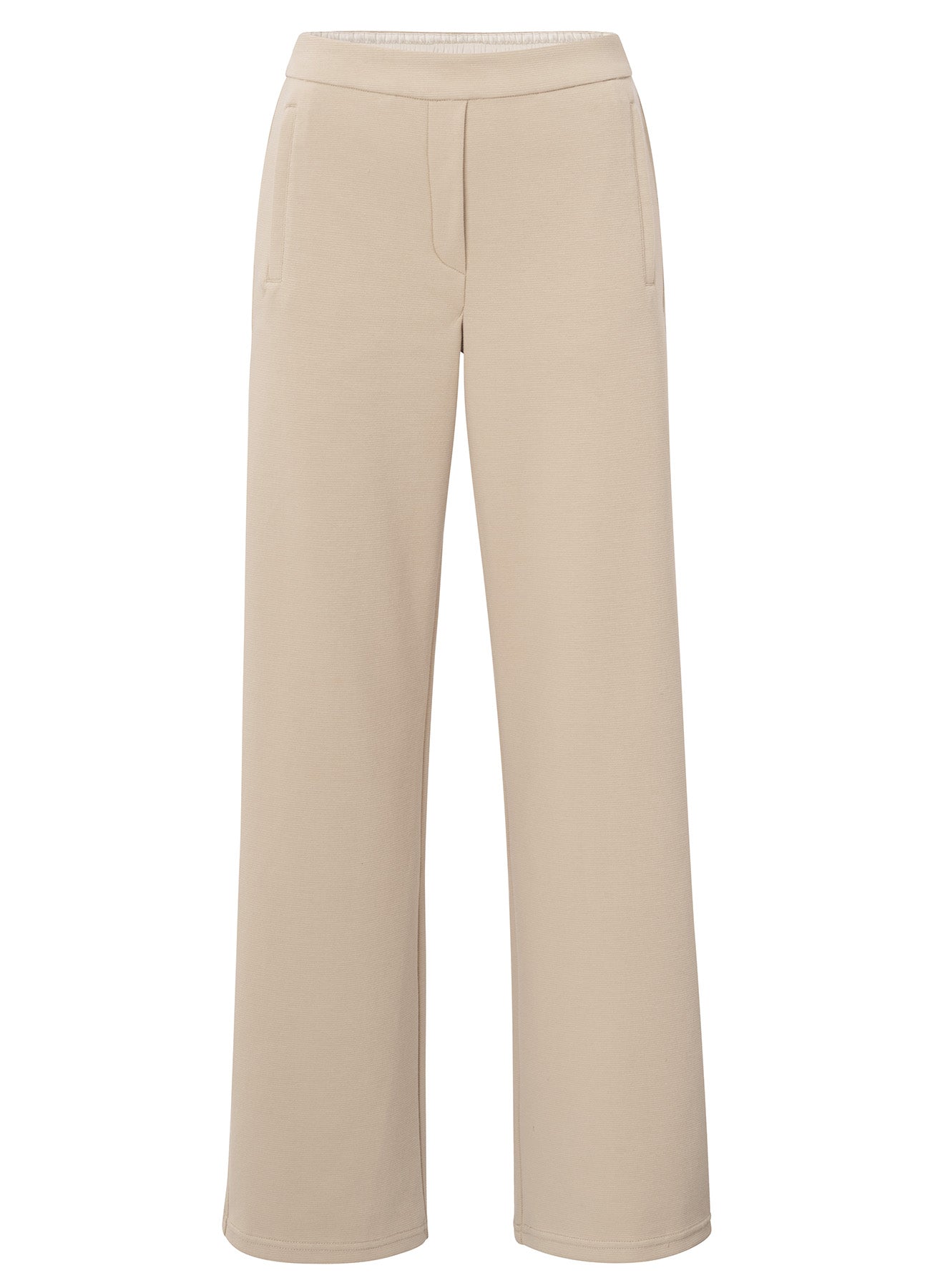 Wide Leg Trousers With Contrast Stripe And Zipper Pockets : Twill Beige 99998