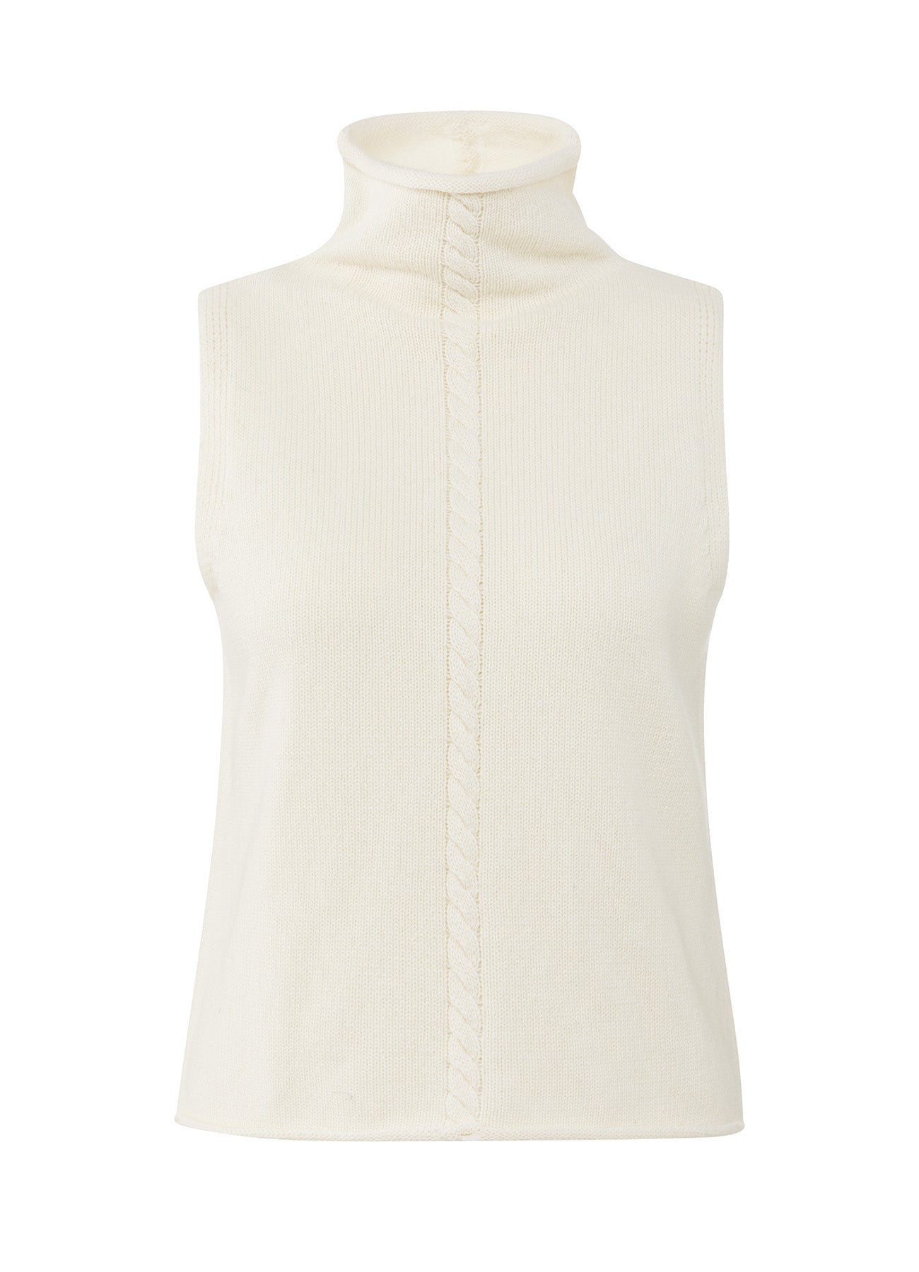 Cable High Neck Sleeveless Swe : Off White Knit 99015