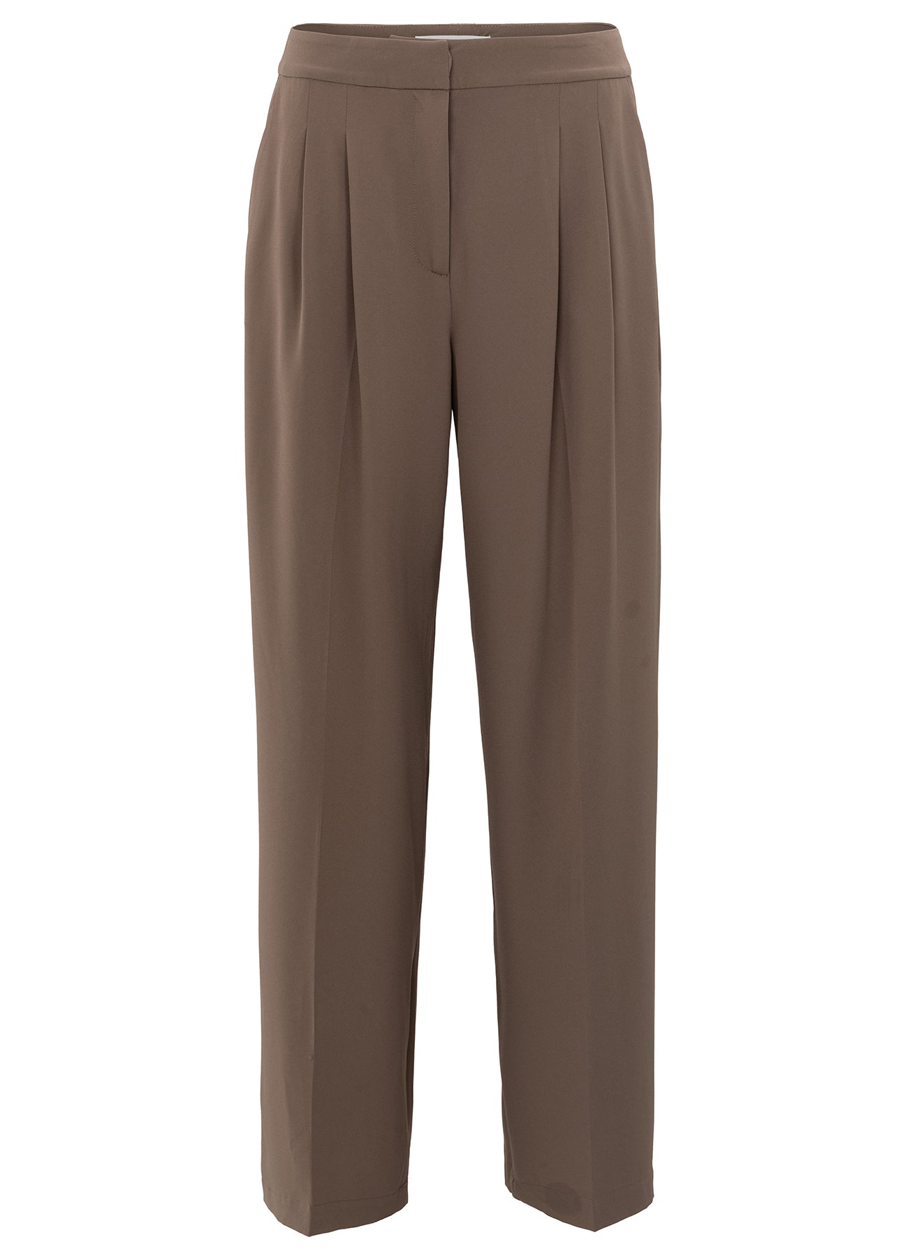 Woven Wide Leg Trousers : Greyish Brown 99948