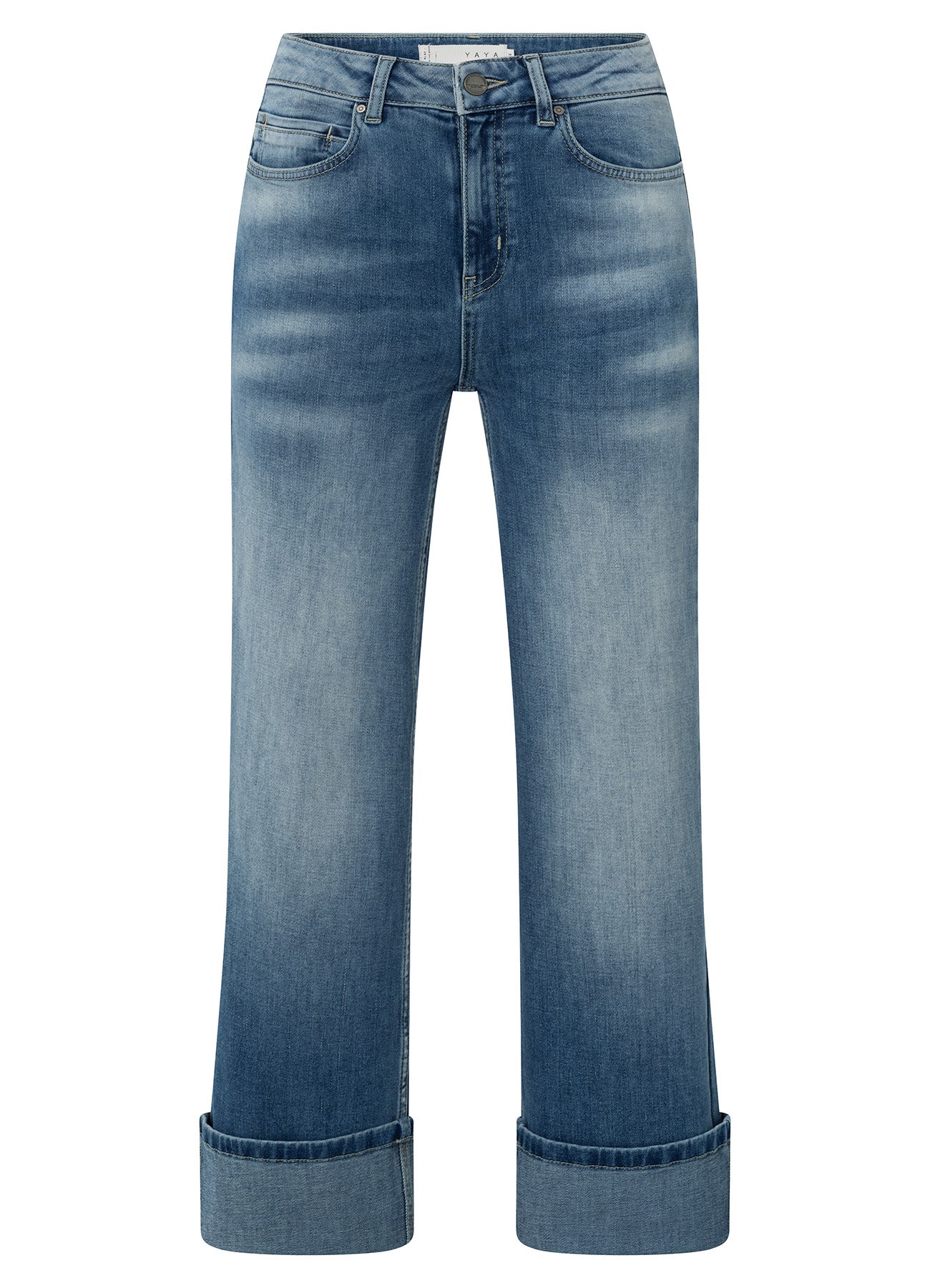 Mid Waist Denim W. Roll-Up : Blue Denim 99975