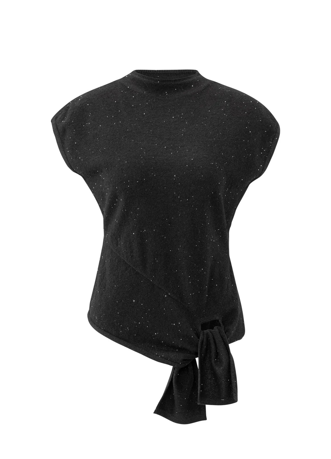 Sleeveless Sweater With Knot And Sequins : Black 990332