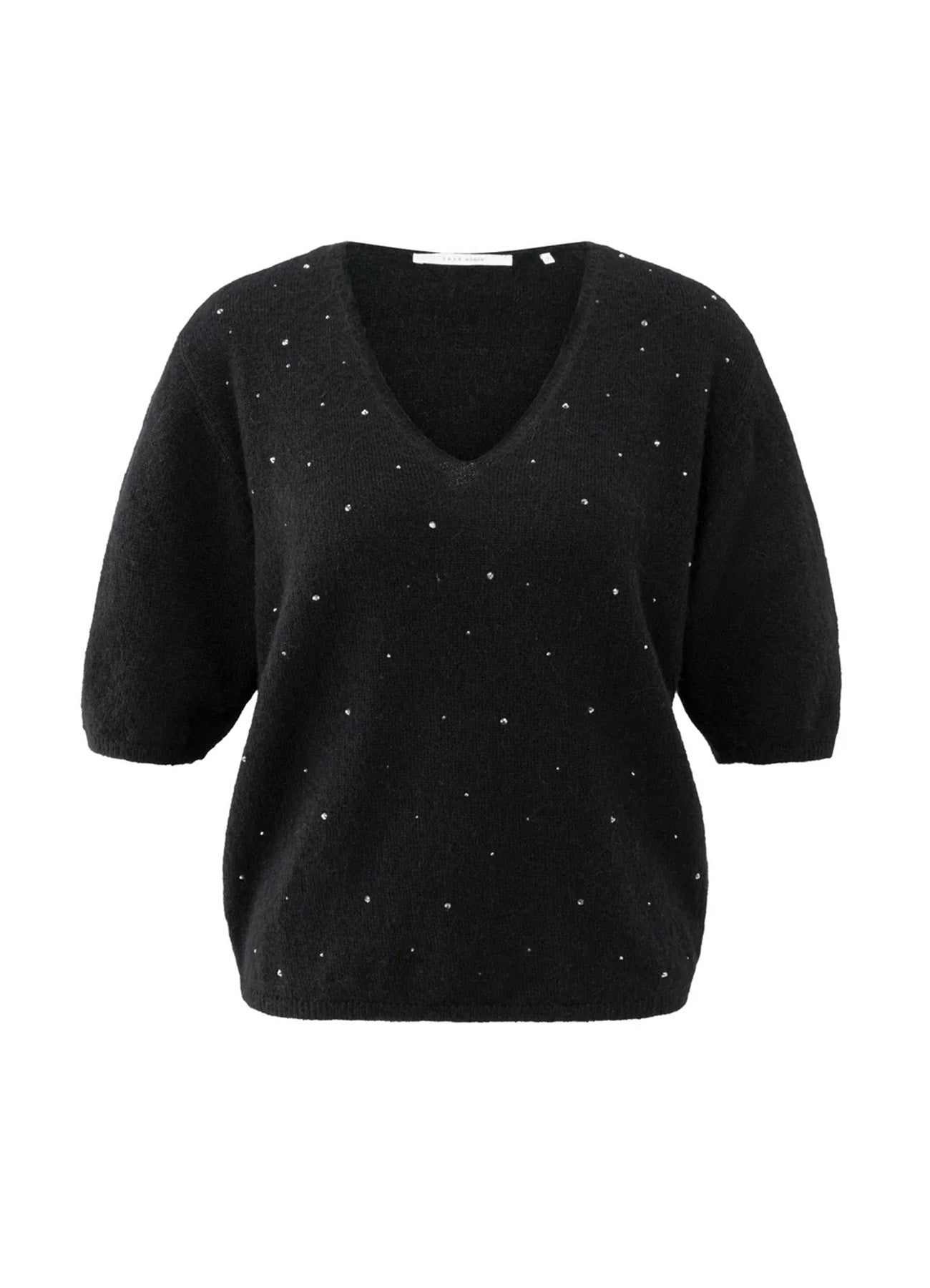 V-Neck Sweater With Beads : Black 44309