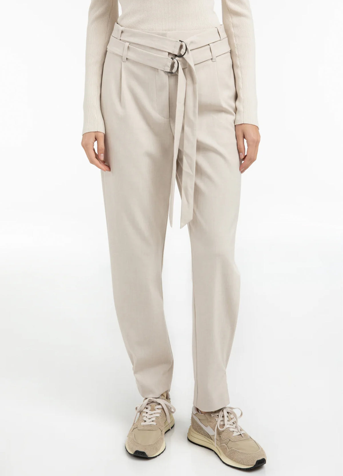 Woven Loose Fit Trousers With : Kit Beige 99044