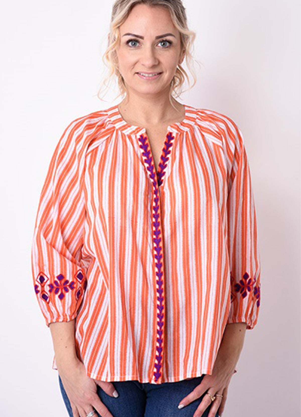 Chemisier Manche 3/4 Brode : 0900 Orange