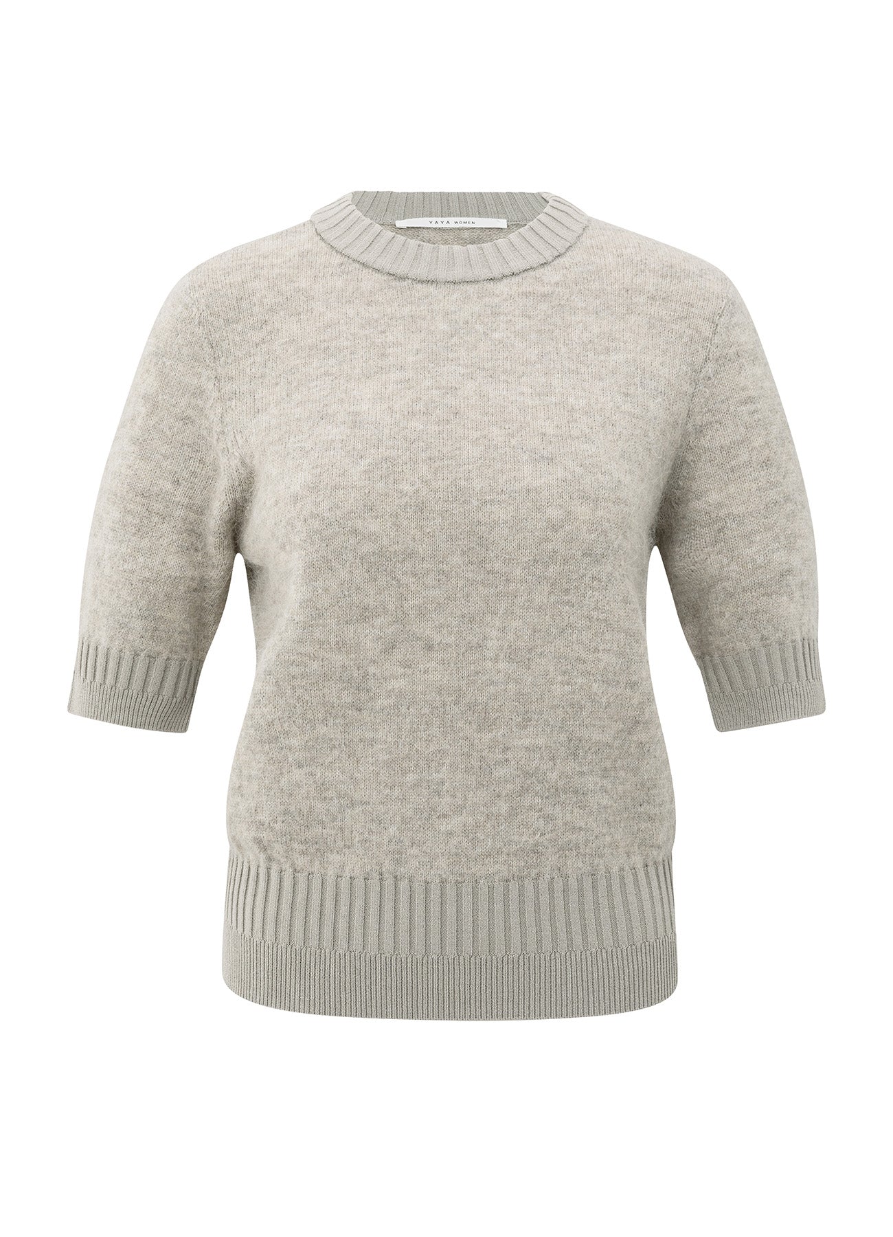 Short Sleeve Sweater With Rib : Brownish Grey 99018