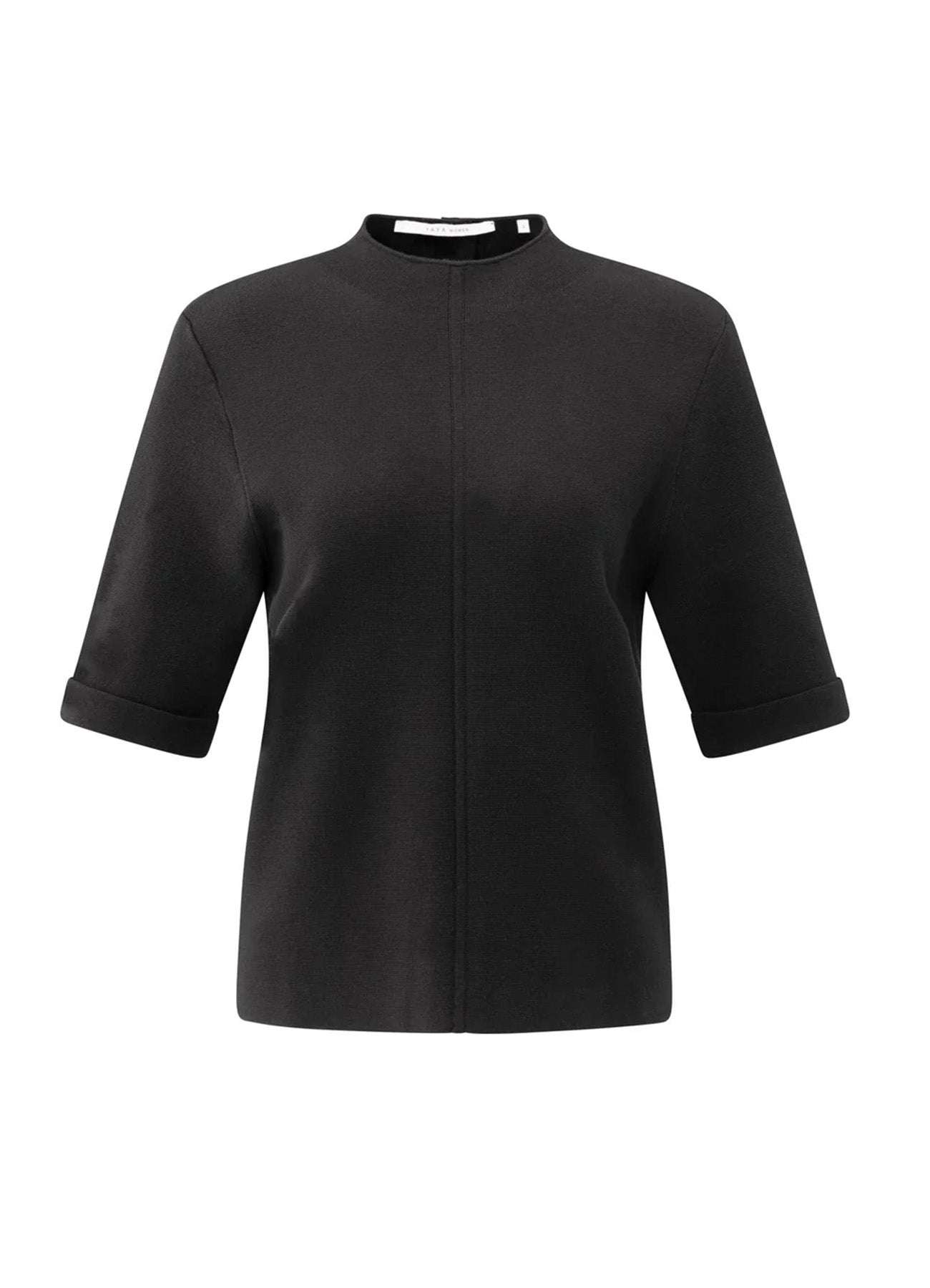 Short Sleeve Sweater With Buttons At Back : Black 61509