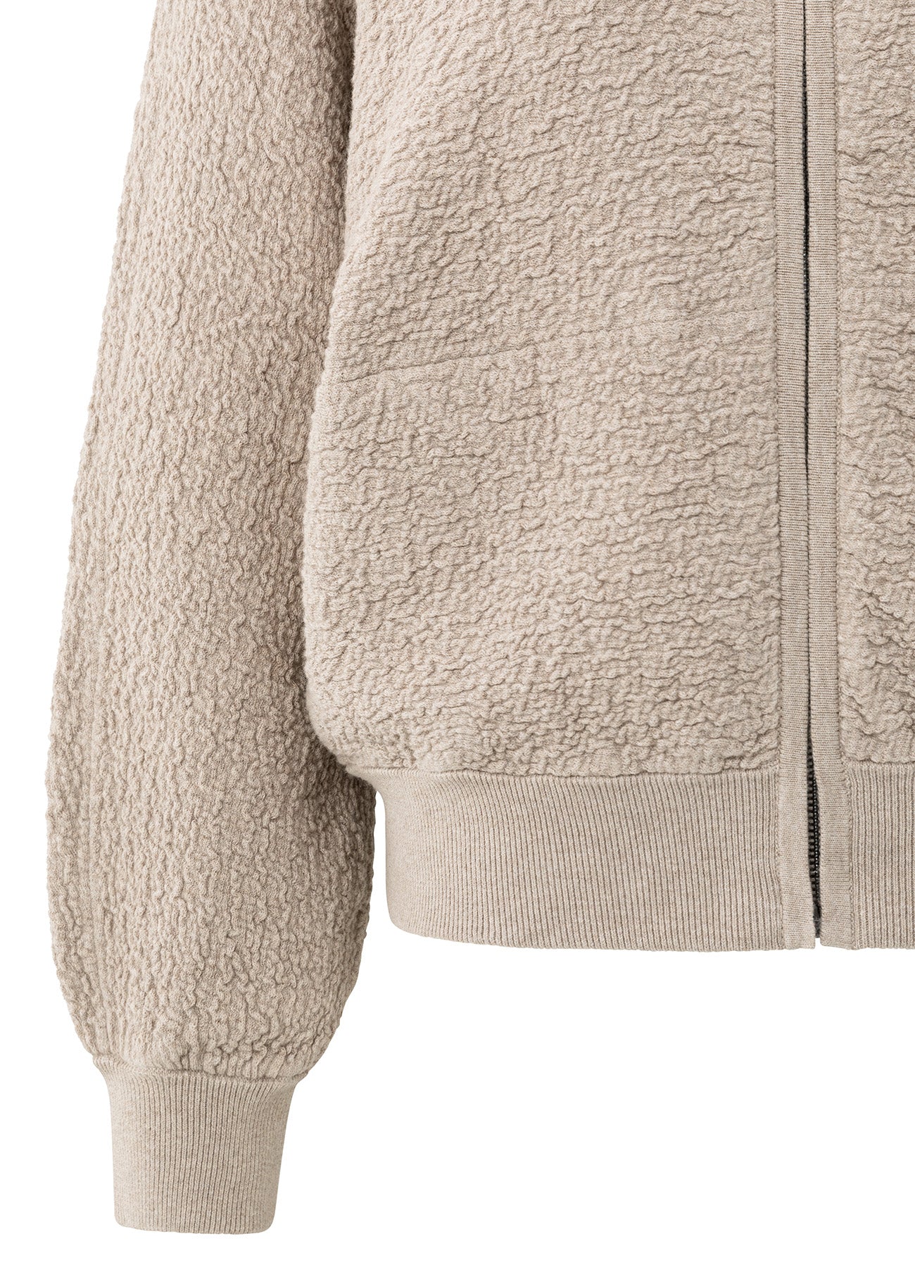 Textured Knitted Bomber Ls : Sand Melange 99007