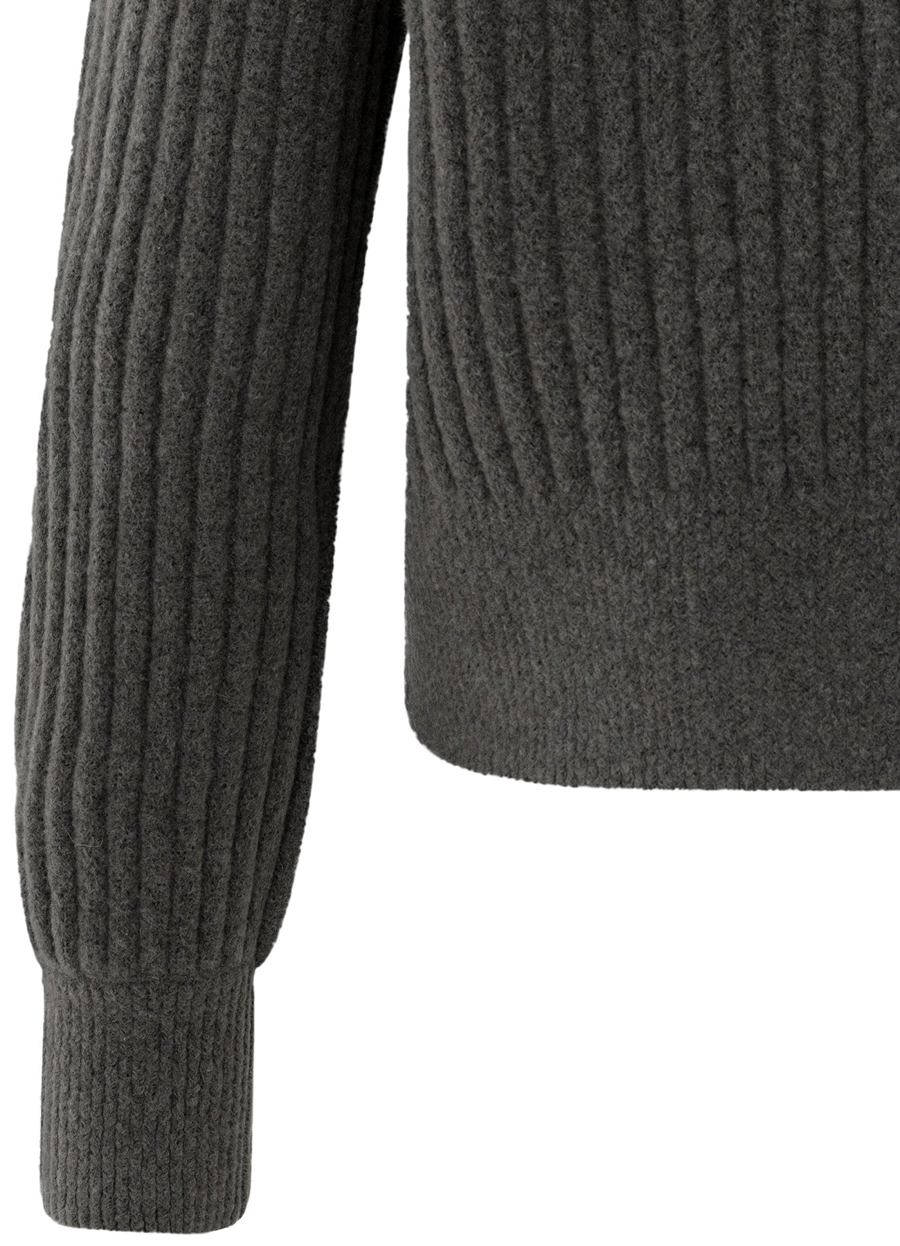 Turtle Neck Sweater With Cable : Dark Taupe Grey Melange 99033