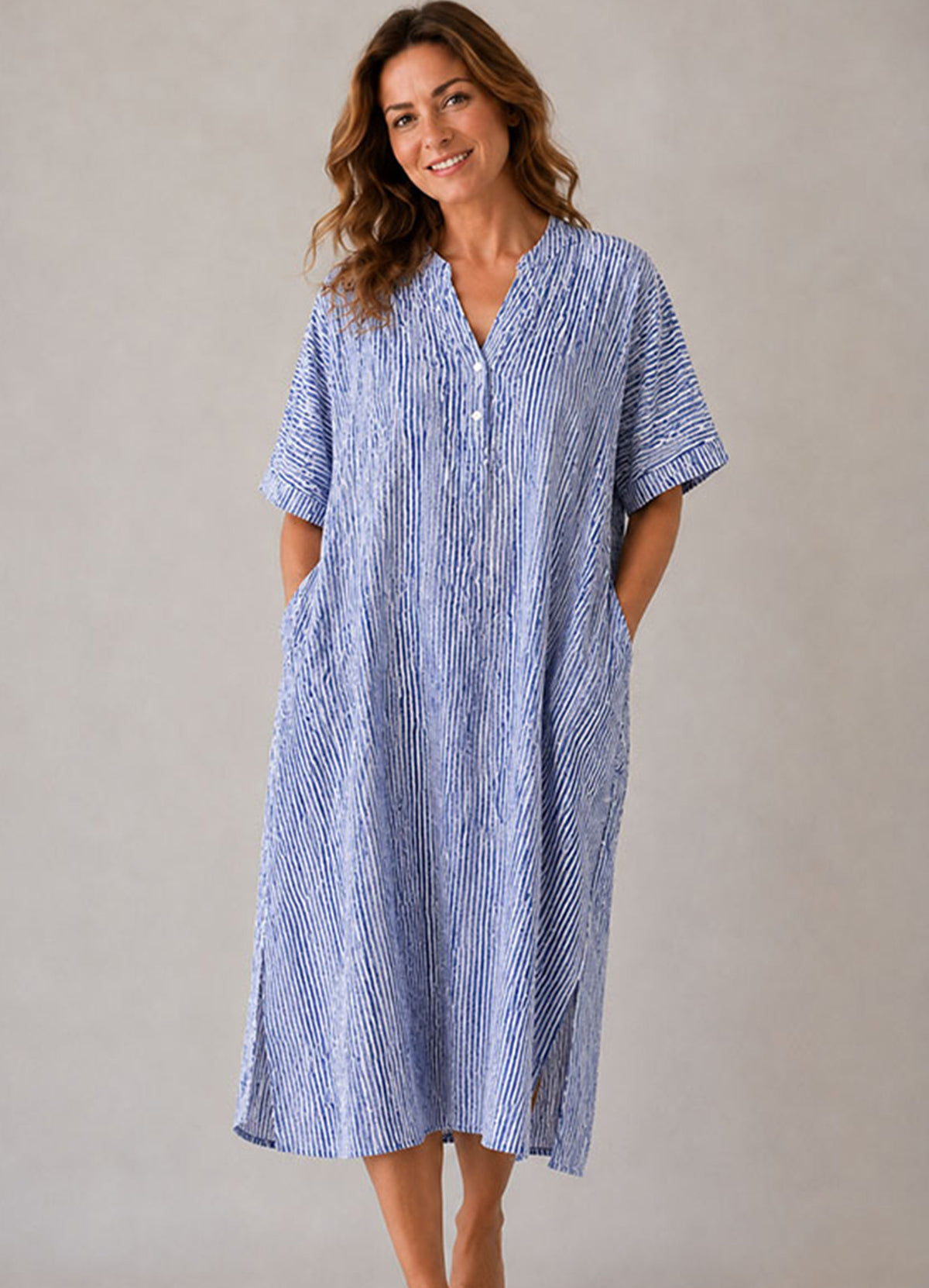 Robe Housse 3 Boutons Mi Longue : 0550 Bleu Fonce