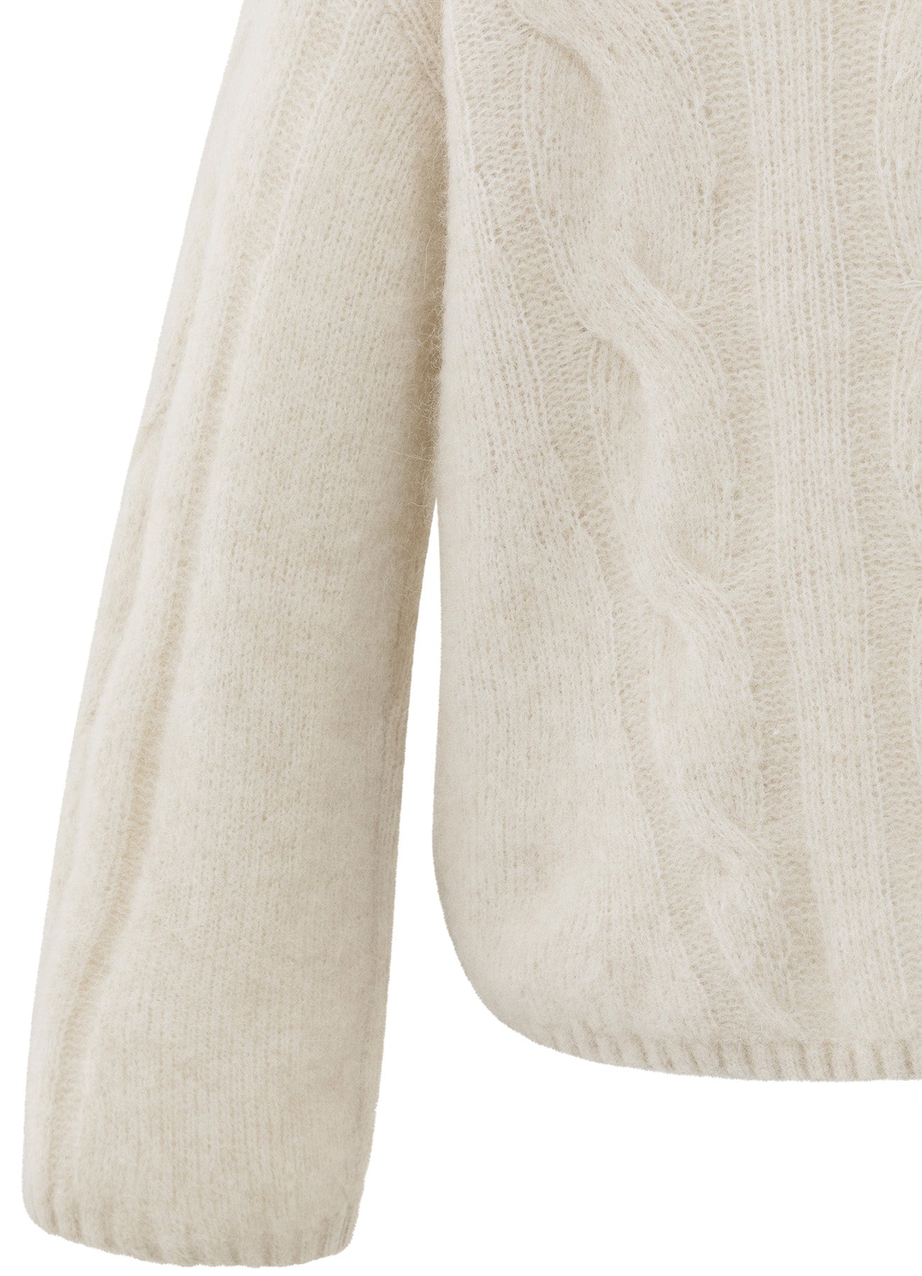Cable Sweater Round Neck Ls : Wool White 24001