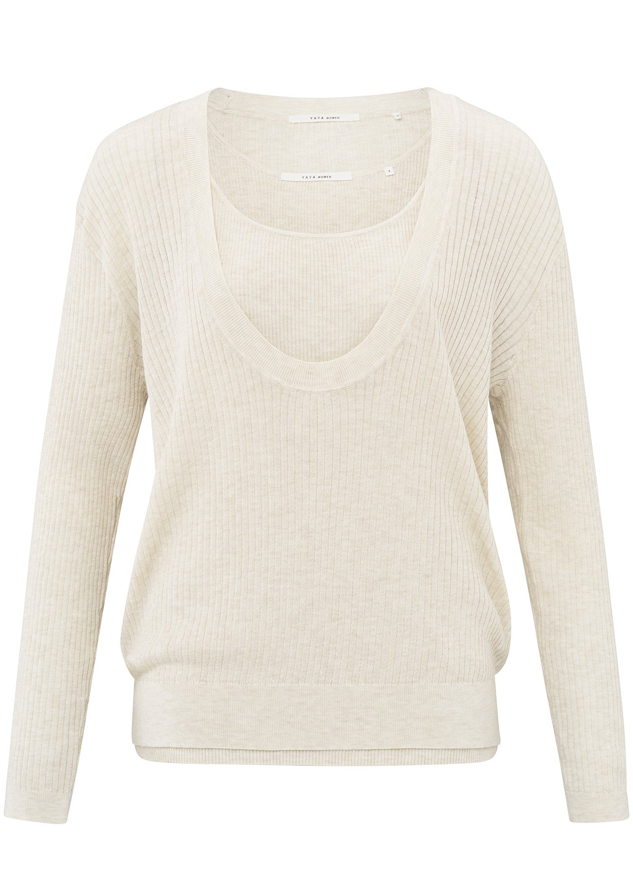 Round Rib Sweater With Tanktop : Nature Melange 99993