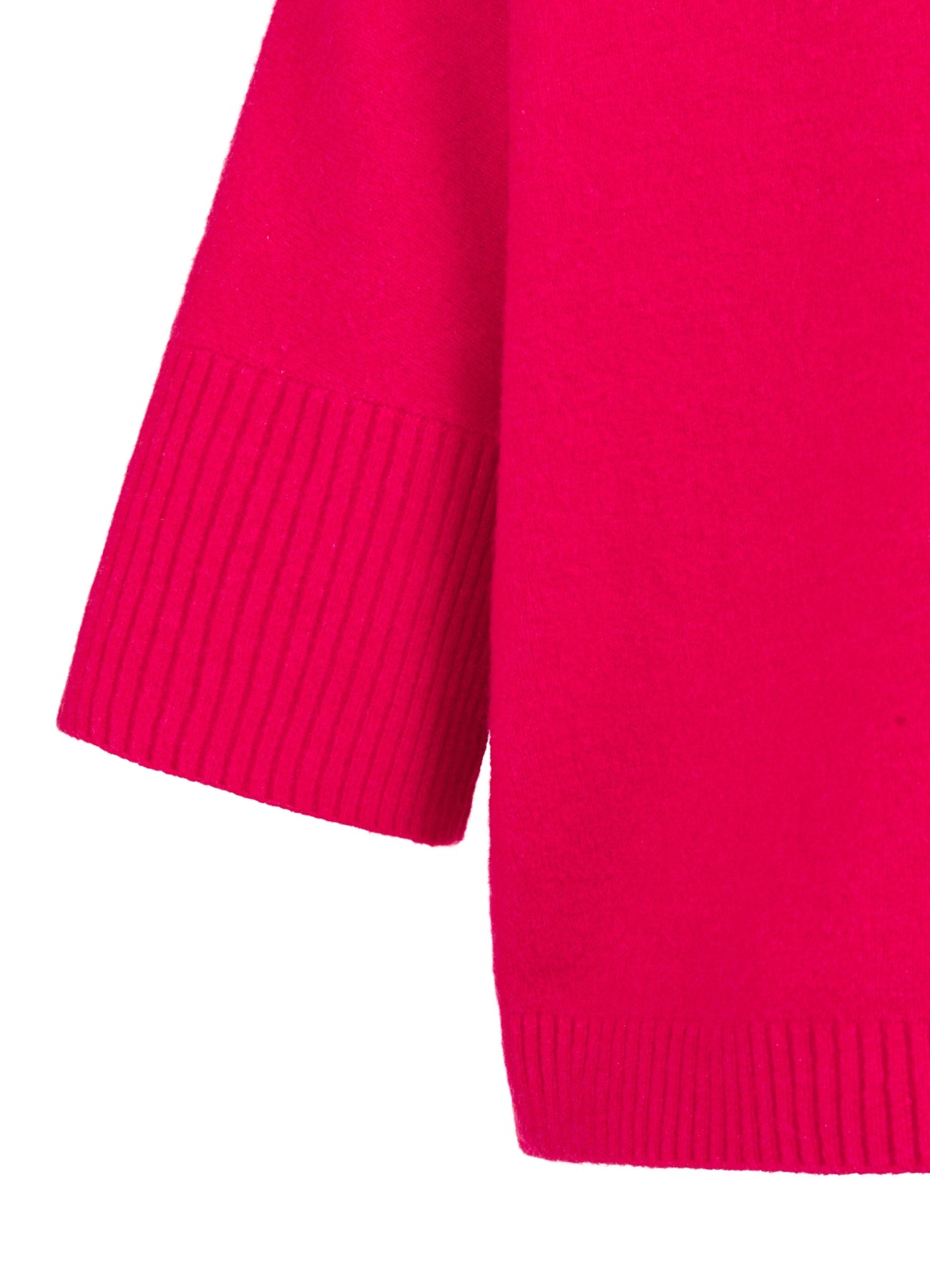 High Neckline Sweater With Rib Sleeves : Rose Red Melange 818522