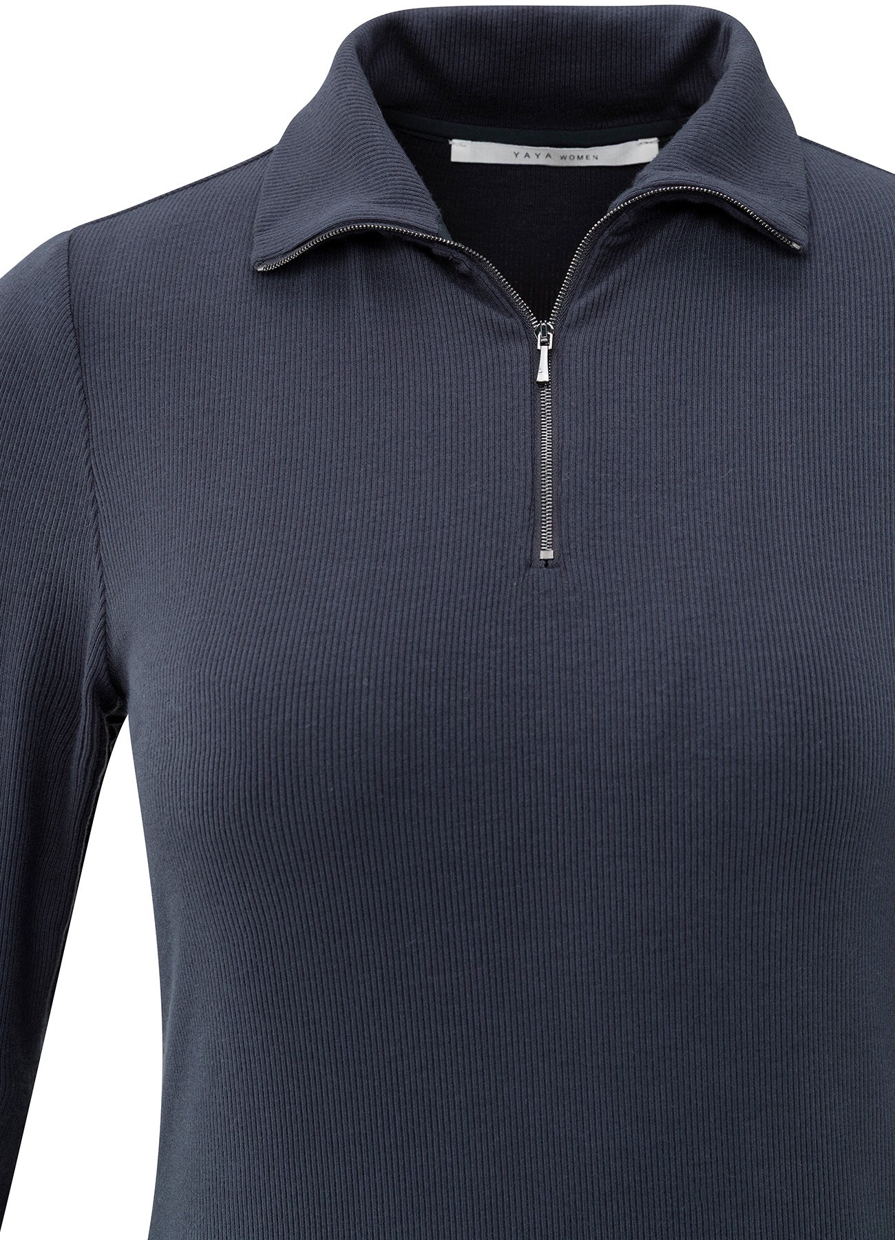 Long Sleeve Top With Zipper Collar : Collegiate Blue