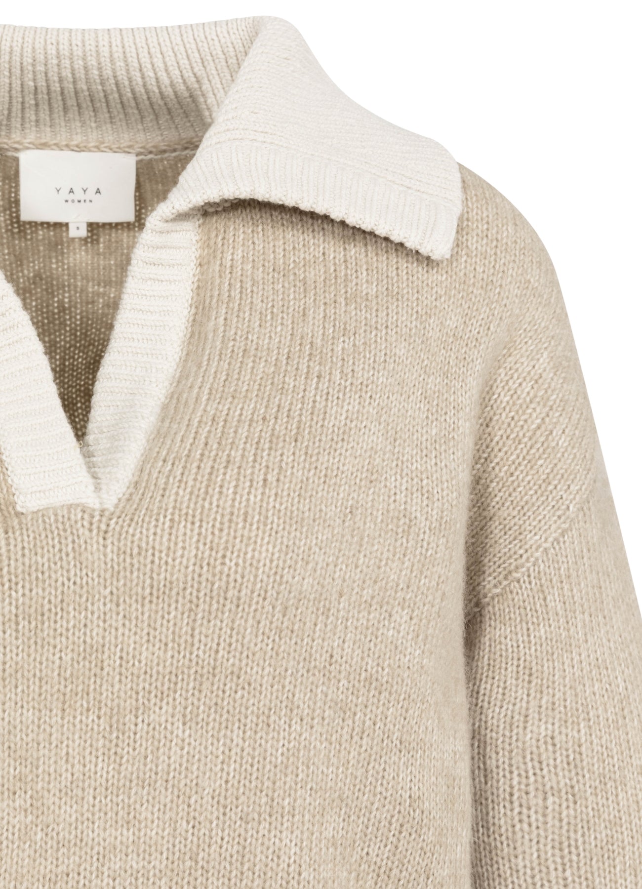 Sweater With Contrast Color Details : Oxford Tan Brown Dessin 513061