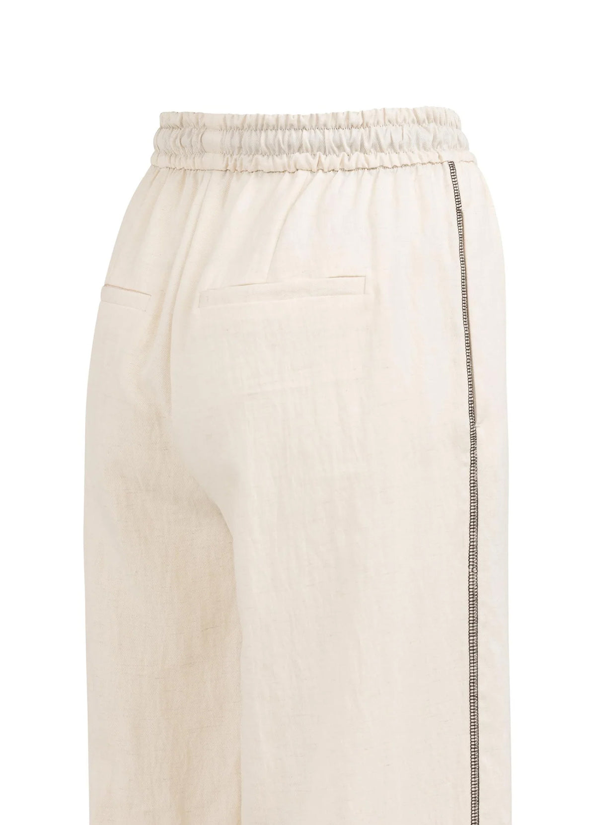 Woven Wide Leg Trousers With Contrast Flatlock Detail - L32 : Cloud Creme White 99067