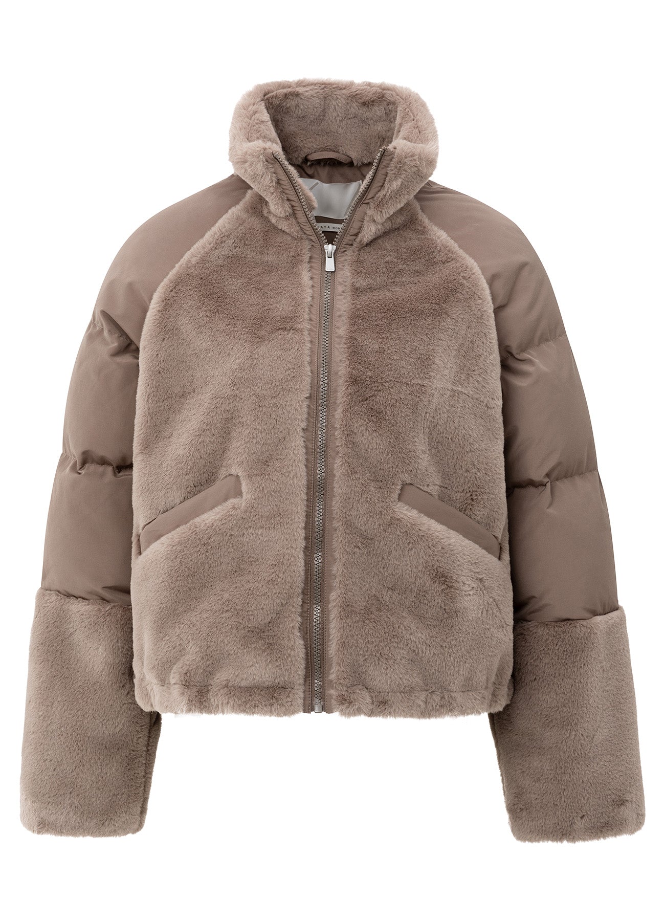 Faux Fur Jacket With Padded Ny : Brown 99017