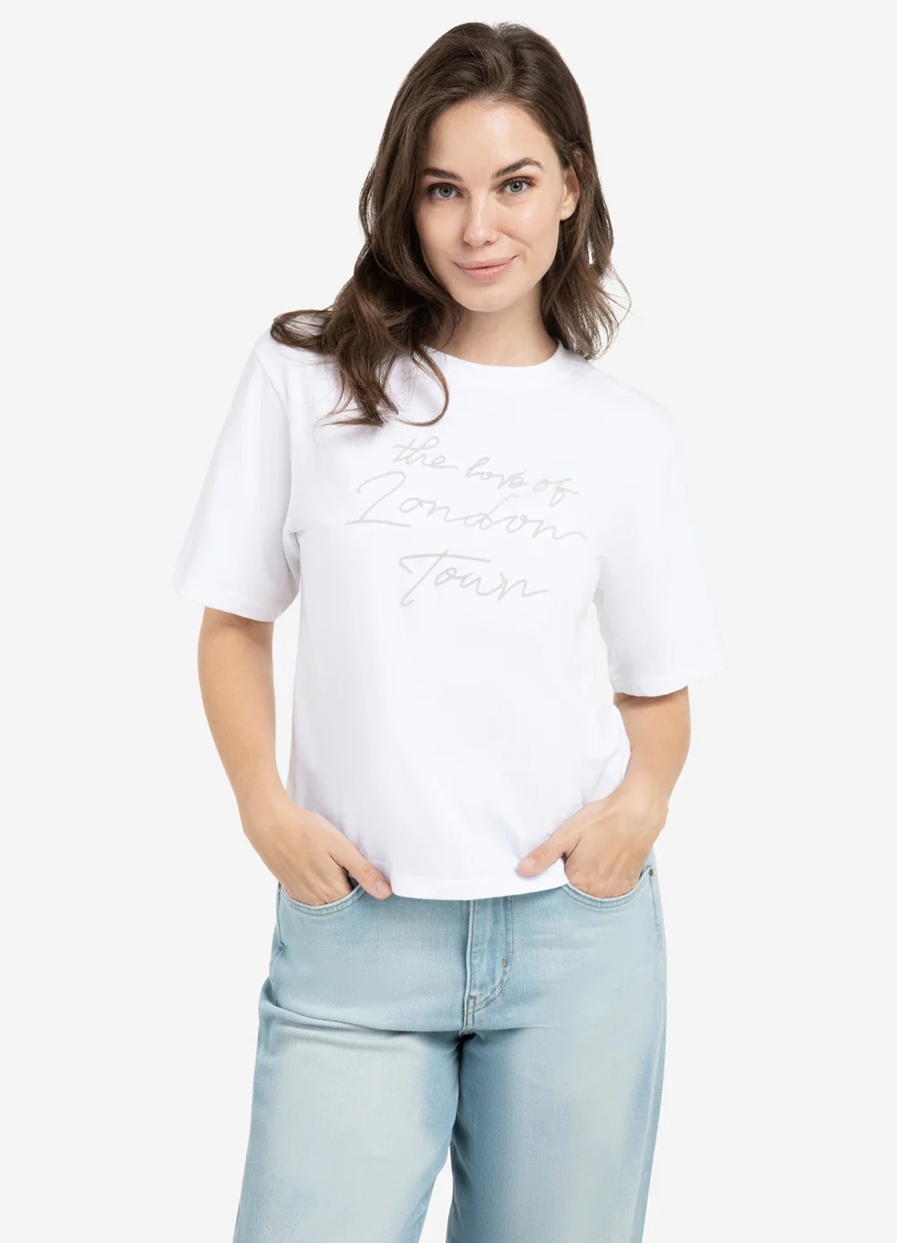 Short Sleeve T-Shirt With Floc : Vapor Blue Grey Dessin 442031