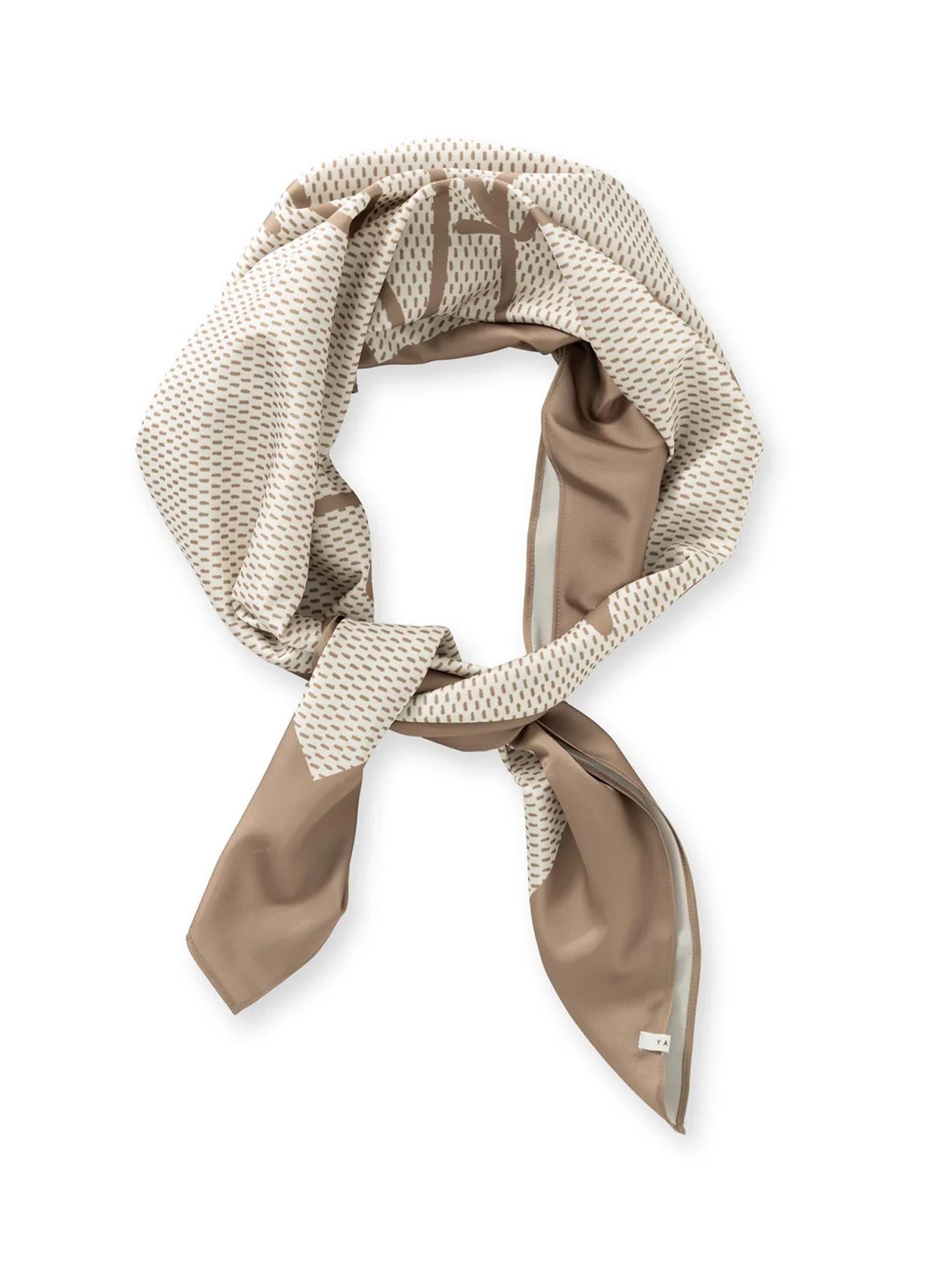 Woven Square Scarf With Print : Tan Brown Dessin 990511