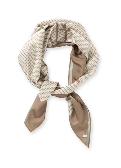 Woven Square Scarf With Print : Tan Brown Dessin 990511