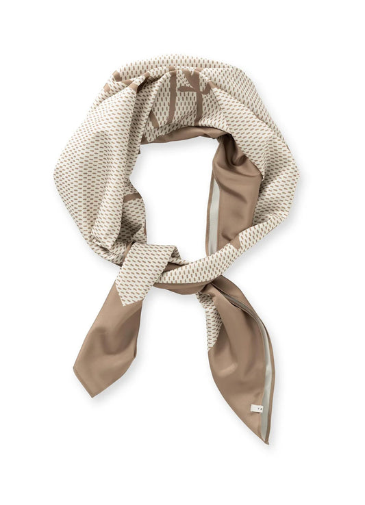 Woven Square Scarf With Print : Tan Brown Dessin 990511
