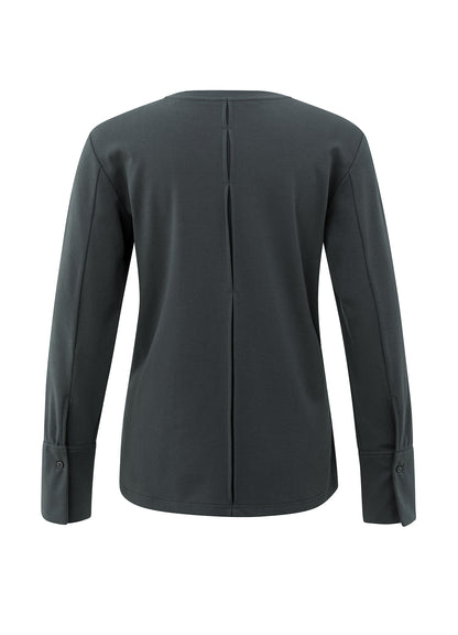 Long Sleeve Jersey Top With Wo : Oyster Black 90205