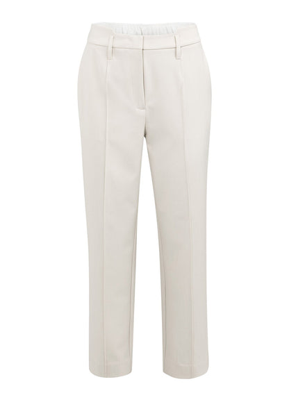 Woven Straight Leg Trousers With Waistband Detail : Heather Grey Melange 990402