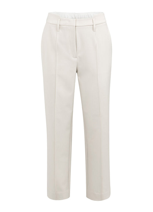 Woven Straight Leg Trousers With Waistband Detail : Heather Grey Melange 990402