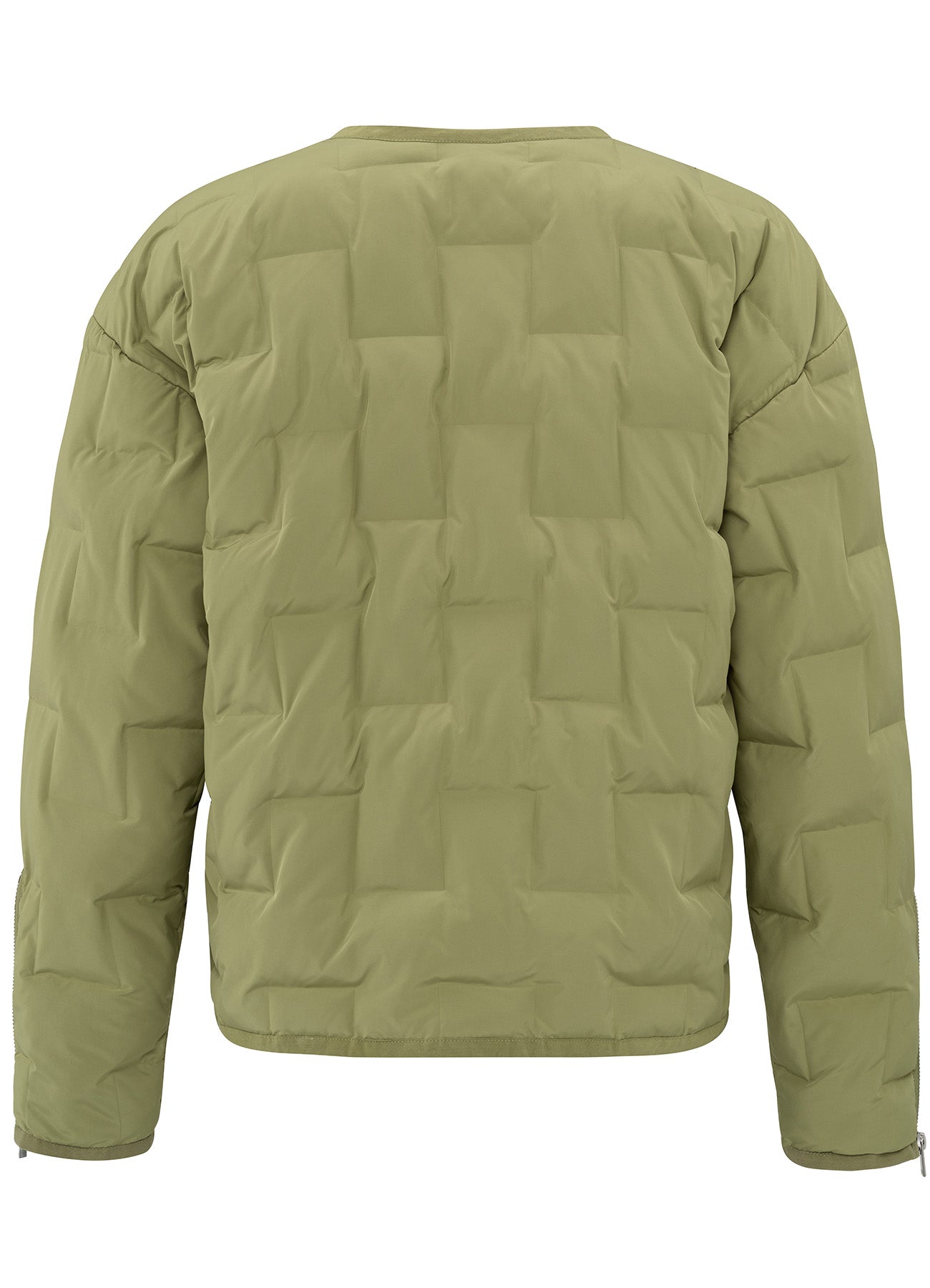 Short Nylon Quilted Jacket With Zipper Detaisl : Olive 99972