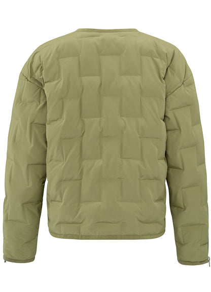 Short Nylon Quilted Jacket With Zipper Detaisl : Olive 99972