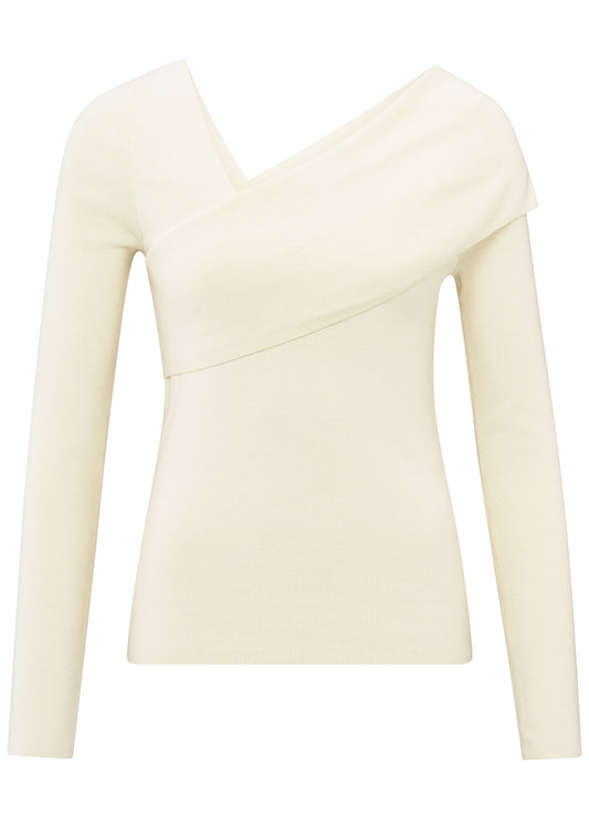 Fitted Sweater With Crossed Shoulder : Off White Knit 99990