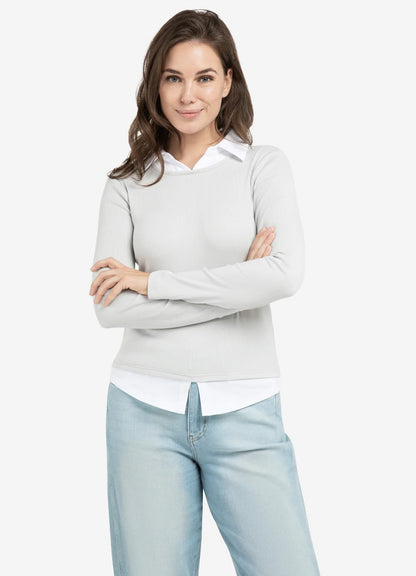 Faux Double Layer Top With Blo : Vapor Blue Grey 44203