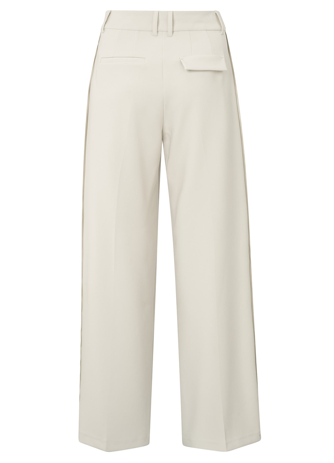 Woven Wide Leg Trousers With Contrast Tape At Sides : Soft Grey 99979